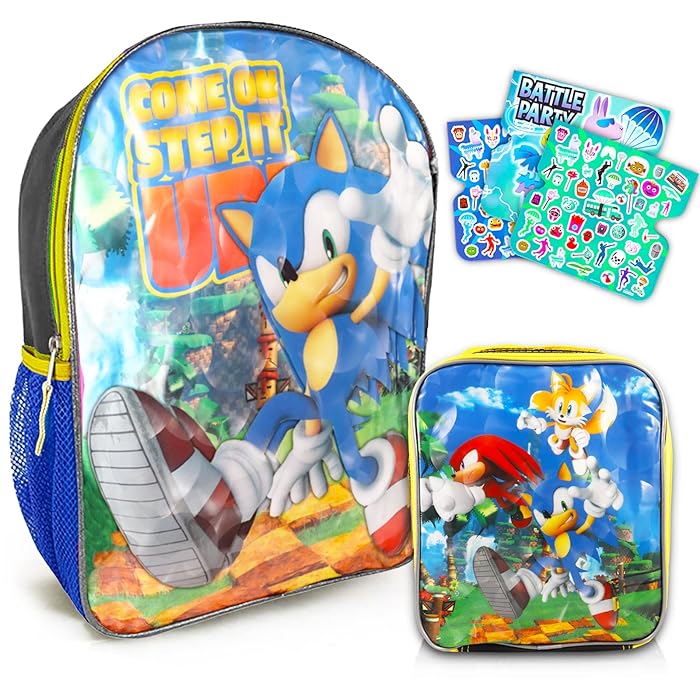 Buy Sonic The Hedgehog Backpack With Lunch Box For Kids School Bag