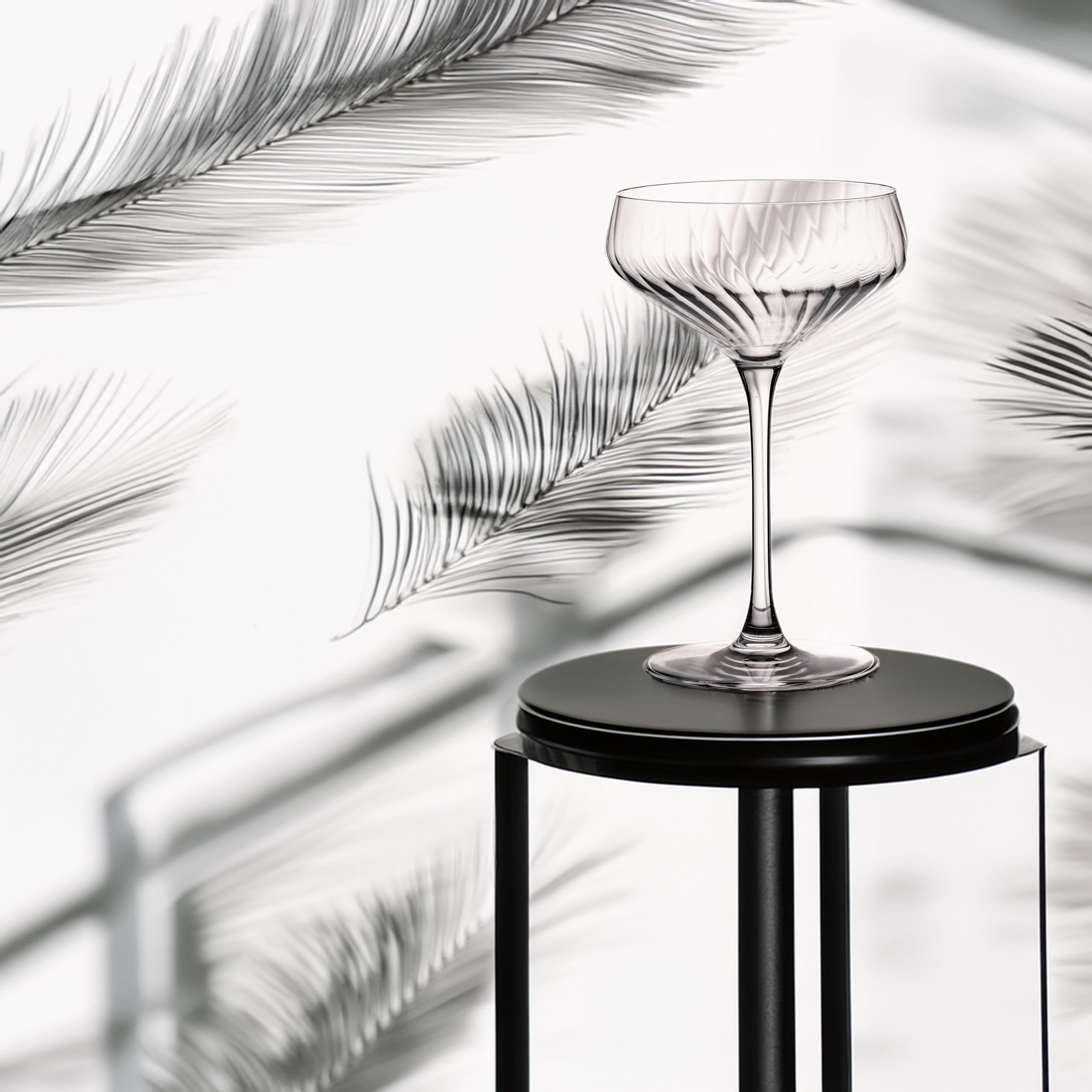 geriffelte Cocktailschalen 6er Set – Coupe Gläser transparent aus Crystalline Glas 270ml London Spülmaschinenfest