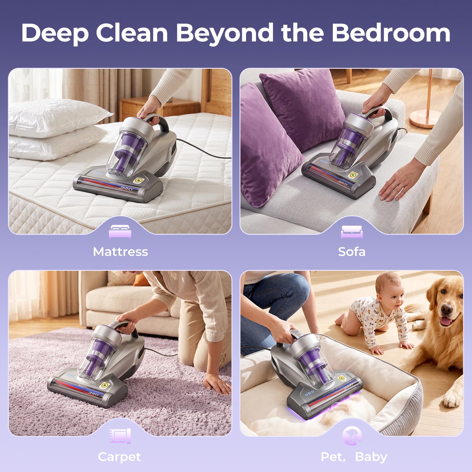 JIGOO T600 Mattress Bed Vacuum Cleaner with UV-C Light, 15Kpa Suction, 700W product image 13