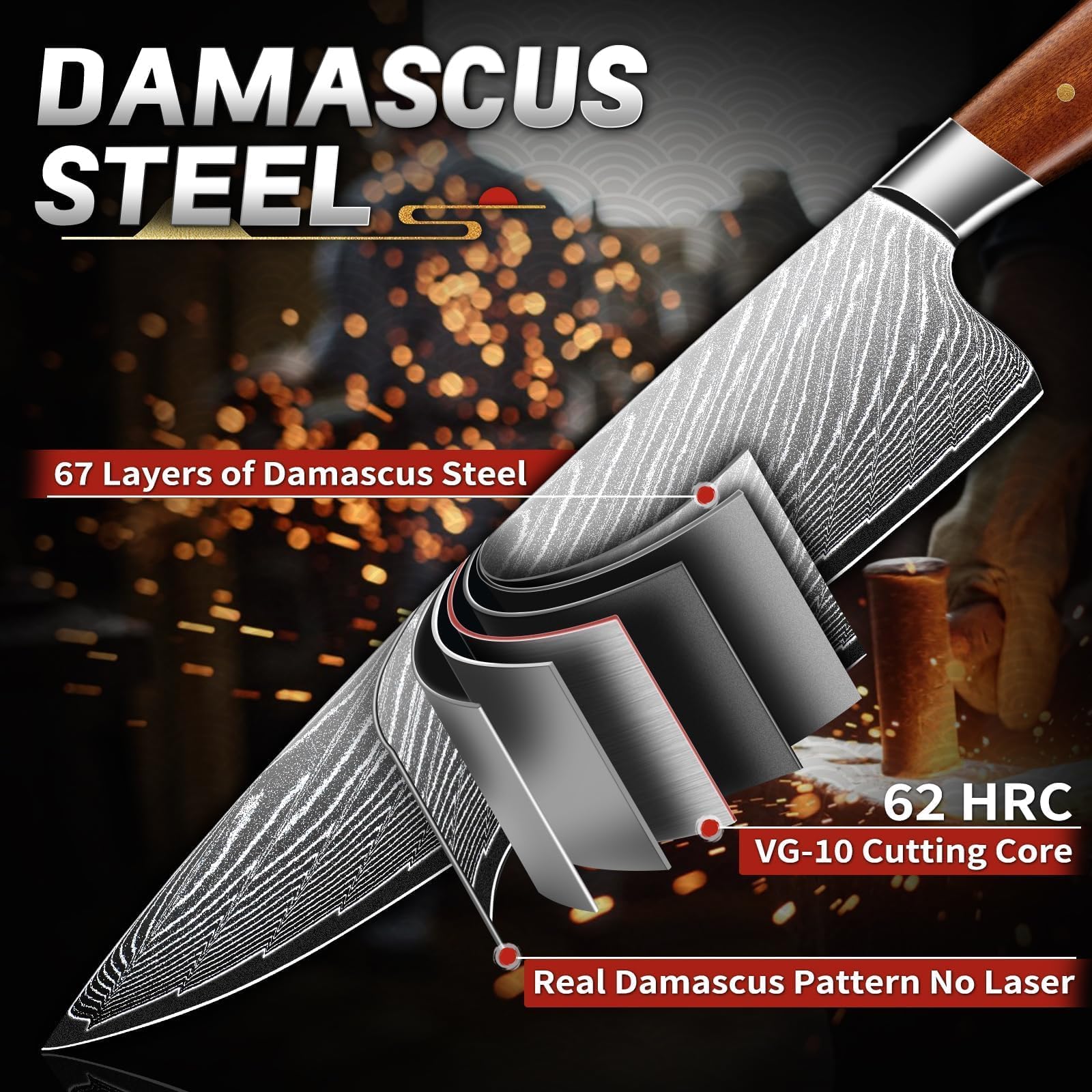 TIJERAS Damascus Chef Knife 9" - Sharp Professional Cooking — Amazon image 3
