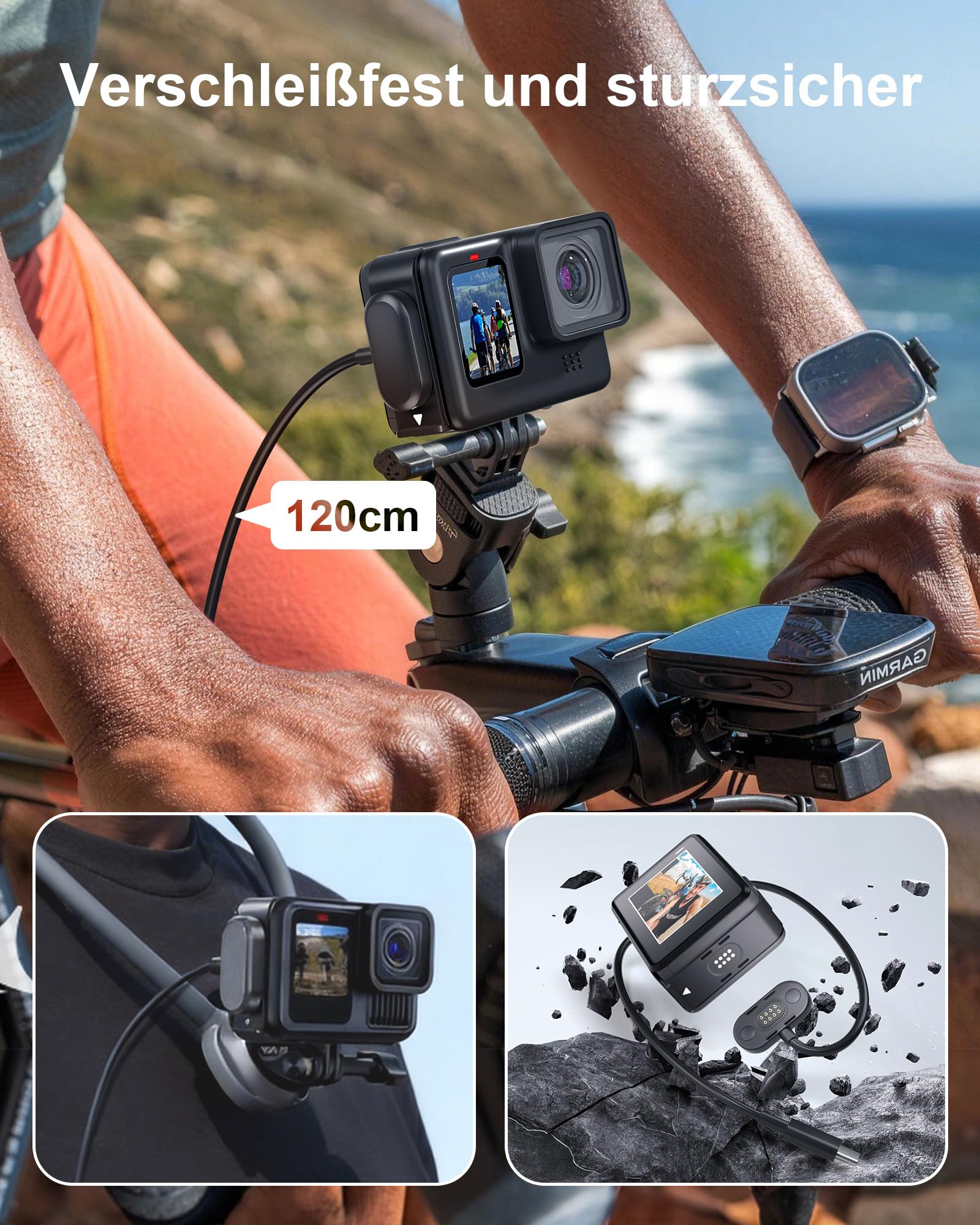 Magnetische Ladegerät Ladekabel Kit für GoPro Hero 13 12 11 10 9, kompatibel mit Go Pro, Gopro-Zubehör Wetterfeste Akku-Abdeckung für Dauerstromversorgung, Schnellladung