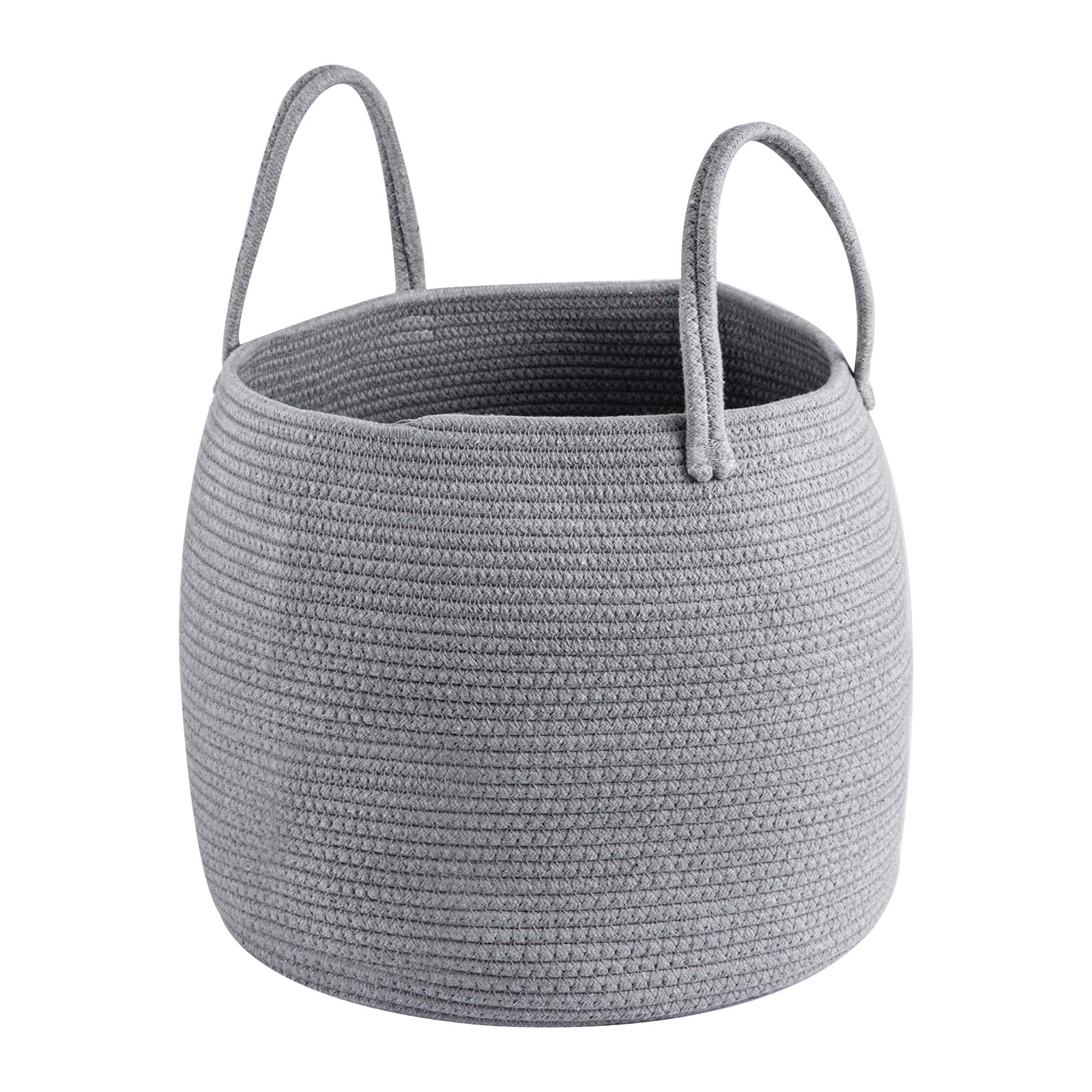 Sunnynest Gray Laundry Basket With Sturdy Handles For Blankets, Pillows,Toys Rope Storage Basket For Living Room, Bedroom, Nursery Foldable Laundry Hamper (Gray)
