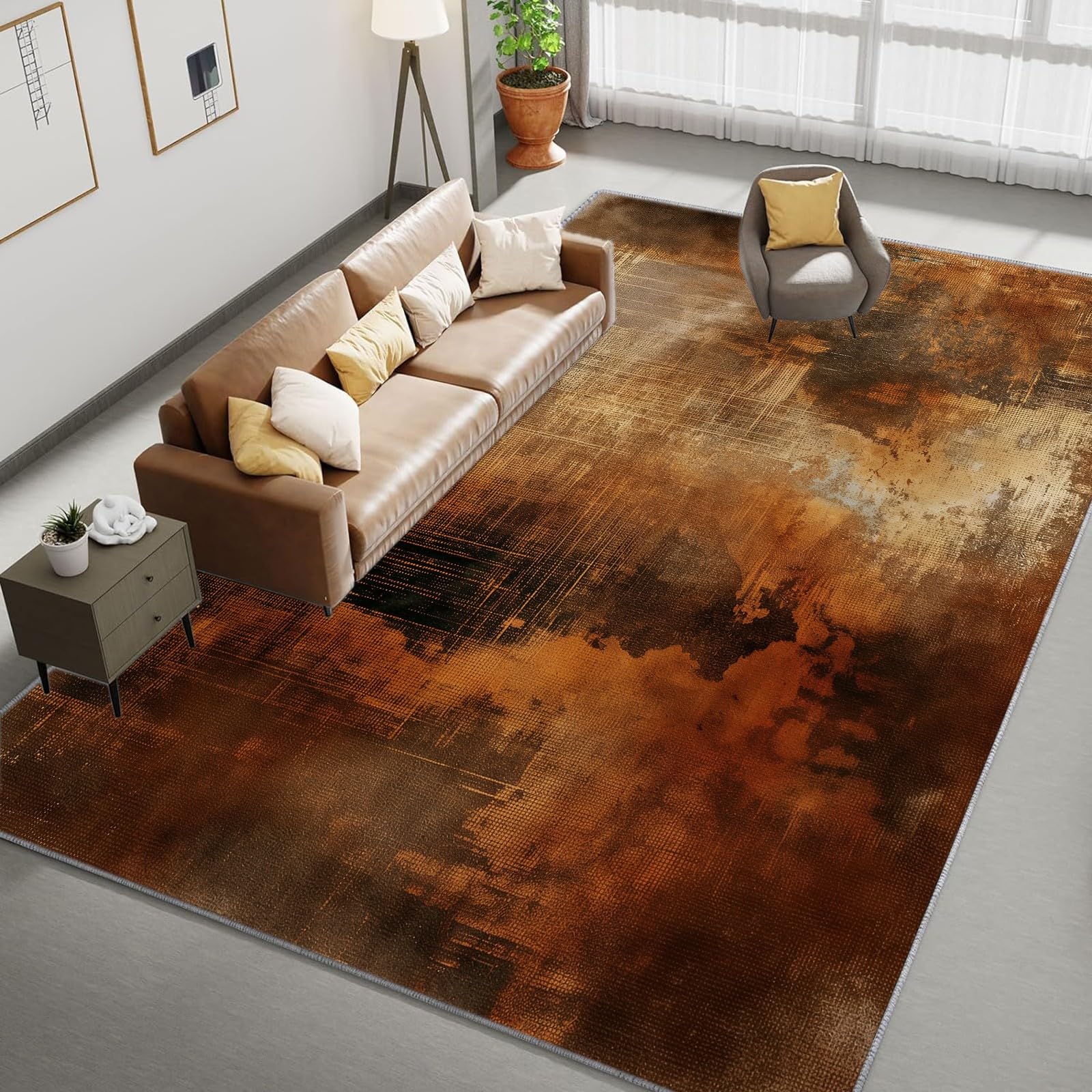 Tapis Salon 3D 180x240 Cm - Poils Courts Doux, Dessin Abstrait Shabby Chic | Antidérapant, Lavable En Machine | Pour Chambre, Salon, Couloir - 9