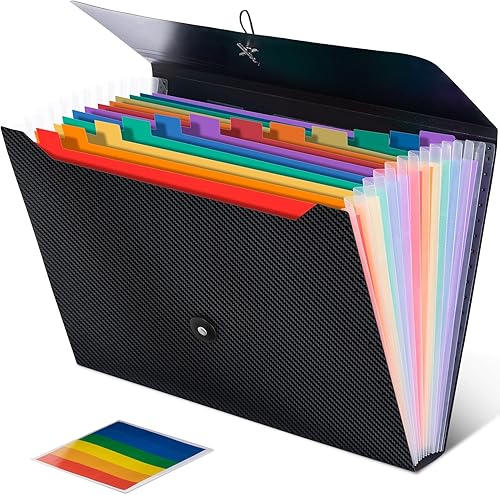 Organizador de archivos de acordeón, carpeta expandible de 13 bolsillos con etiquetas, con cierre de hebillas elásticas, organizador de documentos