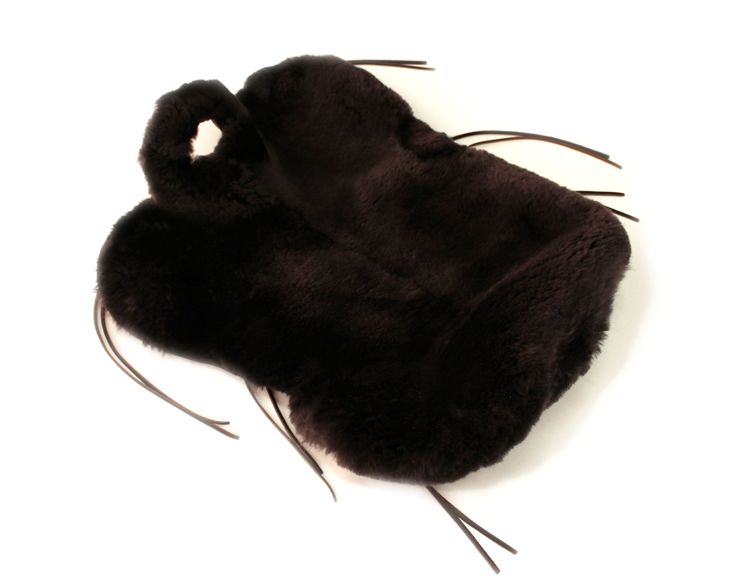 Selle western Housse en cuir peau d'agneau véritable – Forme longue, avec ligaments et corne la découpe – Fourrure Compact, cuir, 2 tailles, sattes Marron jusqu'à Marron foncé vif. Super Siège