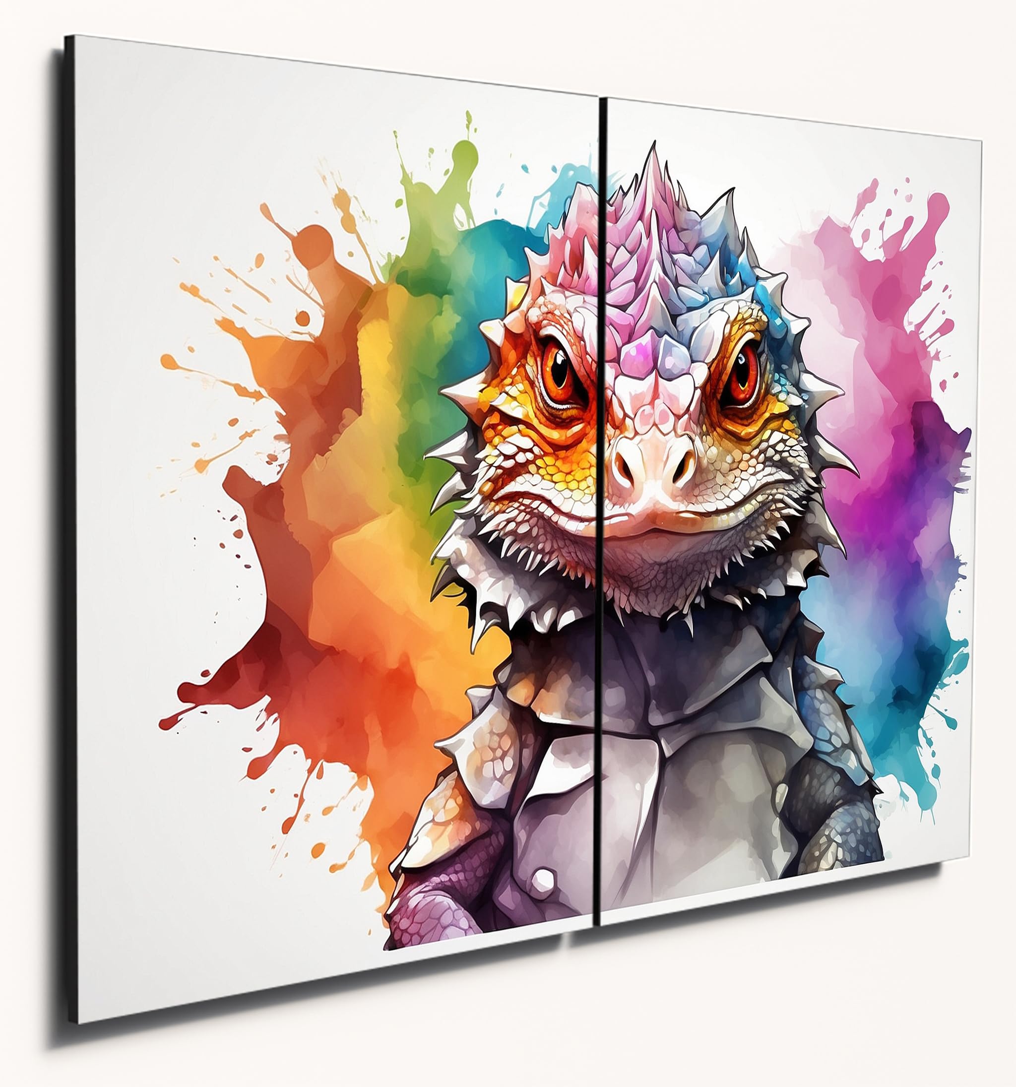 The Plum Penguin Bearded Dragon S Watercolour Wall Art By A4 Dual Wooden Panels