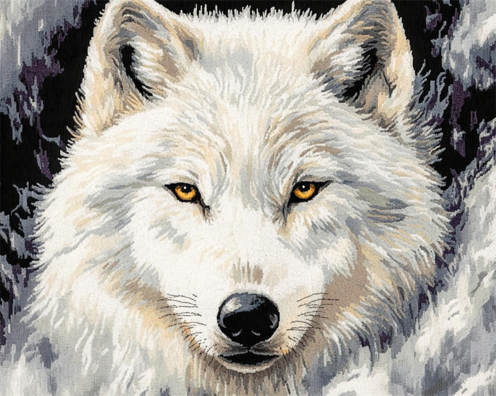 Wallphantom Knüpfkissen DIY Riegel Haken Kits,Tier weißer Fuchs,DIY Wandteppich Teppich Herstellung für Kinder Erwachsene Anfänger Wohnkultur,55x75cm