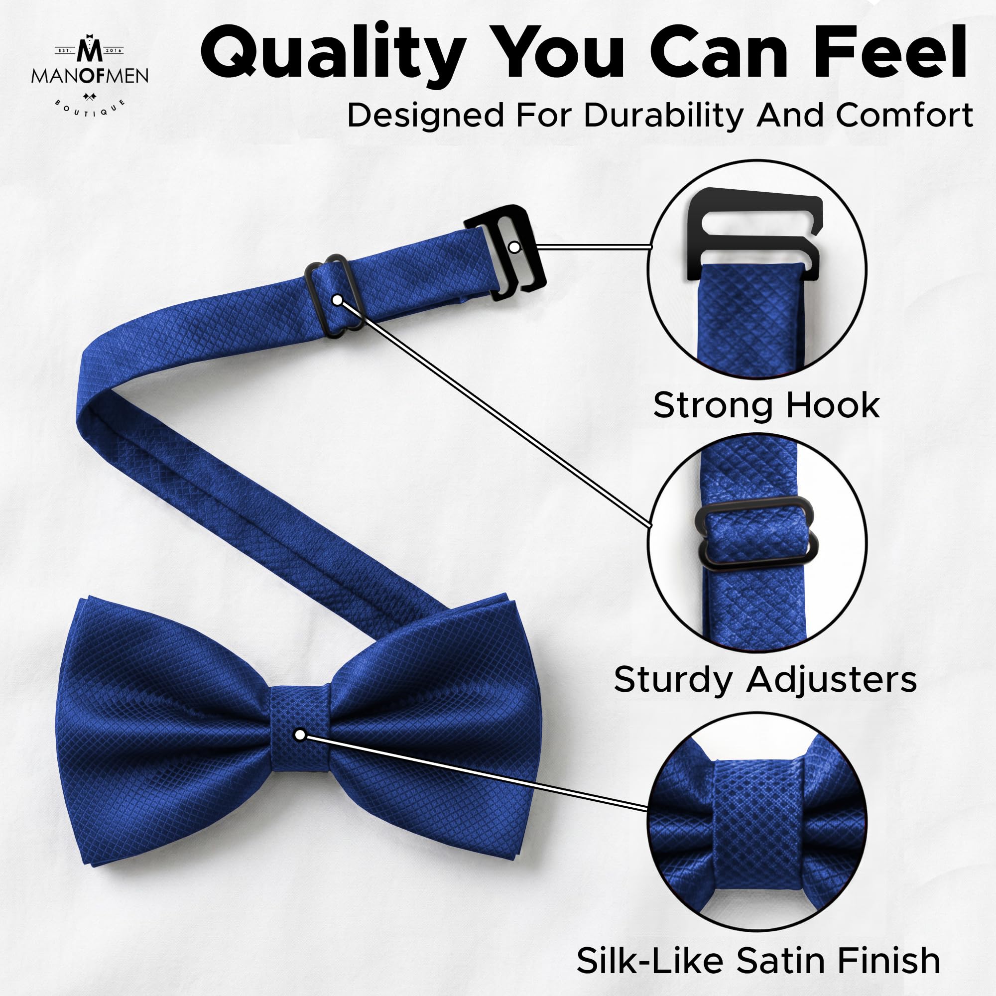 Man of Men Pajaritas para hombre preatadas formales, longitud ajustable, gran variedad de colores disponibles