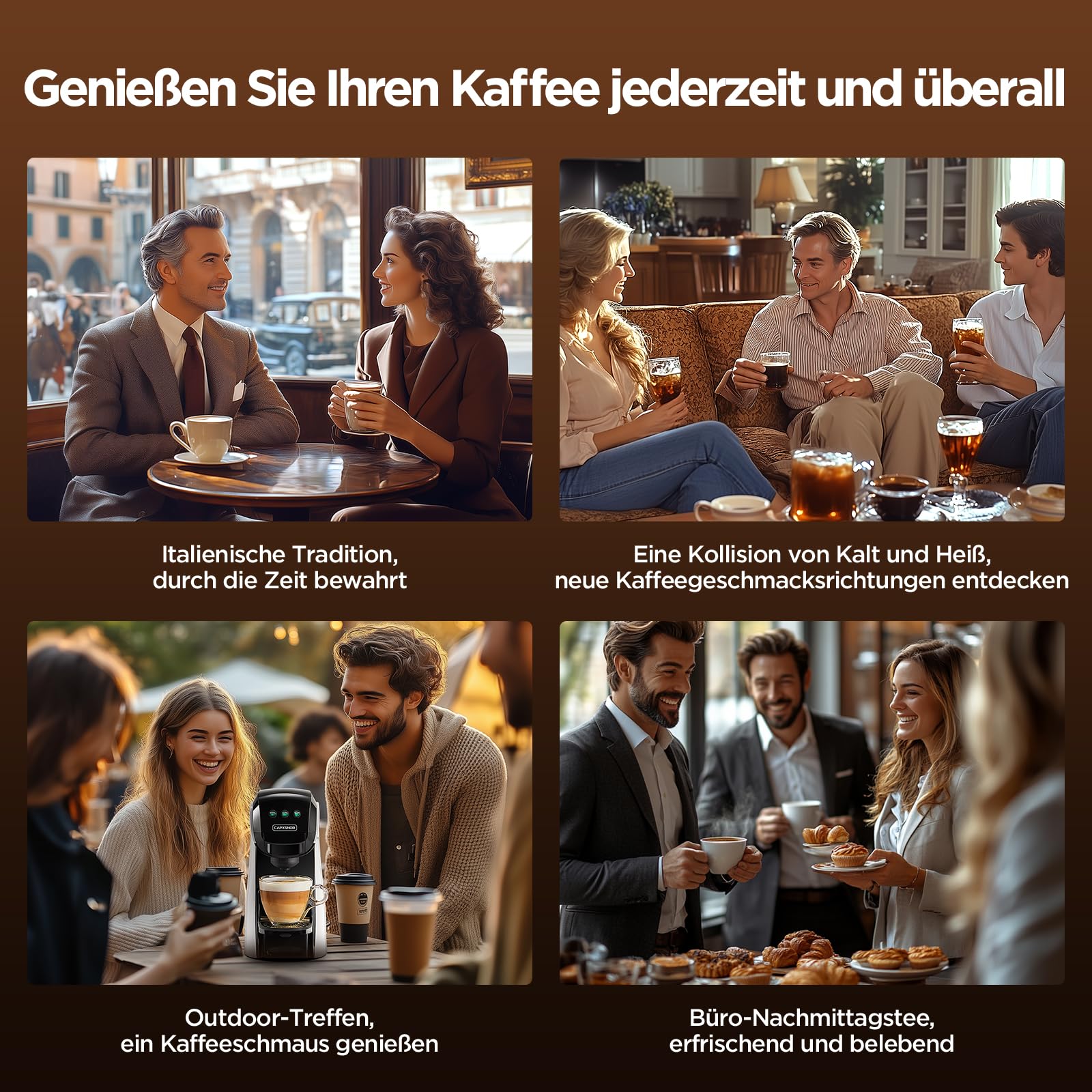 Warriors1 5 in 1 Multi Kapselmaschine für Nespresso OL, Dolce Gusto, Lavazza A Modo Mio, FAP Espresso Point, 20 bar, 0,82 L, Automatische Kaffeemaschine