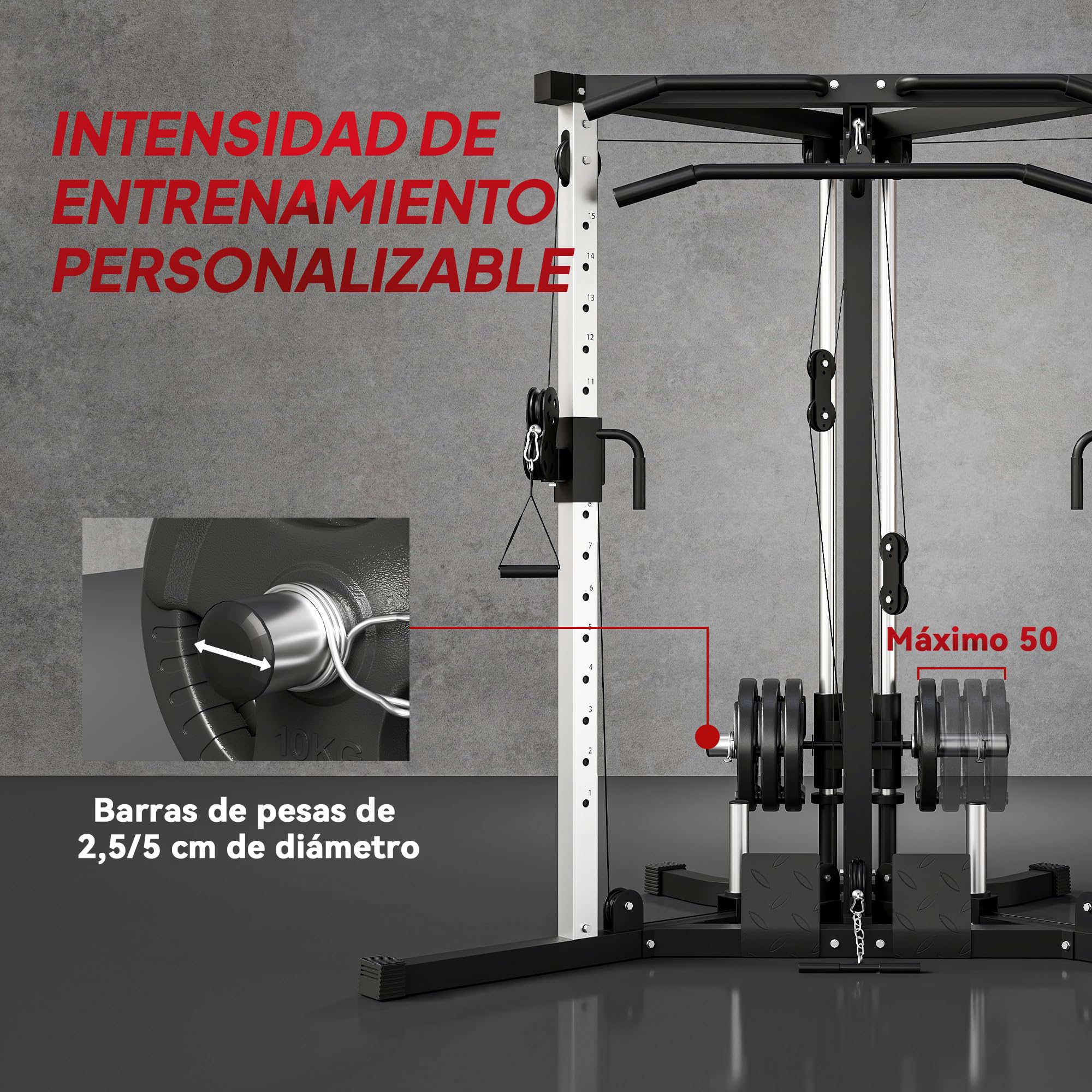 SPORTNOW Multiestación Musculación Máquina de Musculación Entrenamiento para Fitness Gimnasio en Casa,Ejercitar Parte Superior Cuerpo
