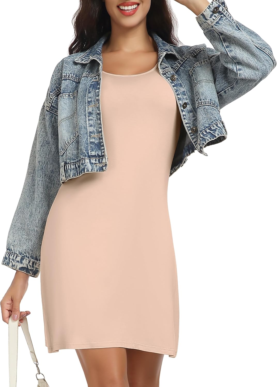 Lovasy Full Slips for Women Sleeveless Tank Tops Under Dress Wide Straps Mini Slip Nightwear S-3XL - Image 5