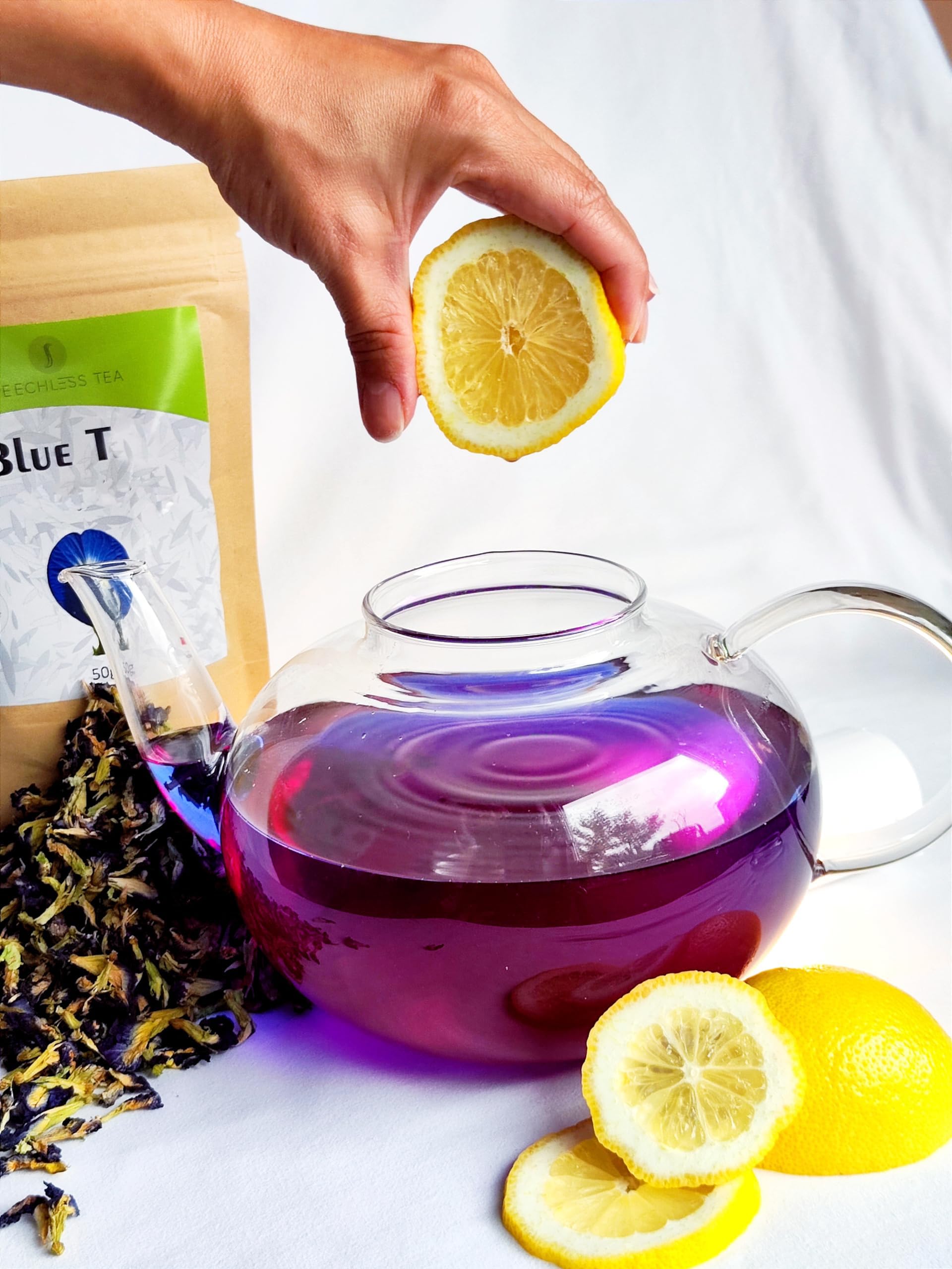 Blue T - Ändert Farbe von Blau zu Lila mit Zitronensaft | Premium Qualität - schneller Direktversand aus Deutschland - Handgepflückt (100g Blüten)