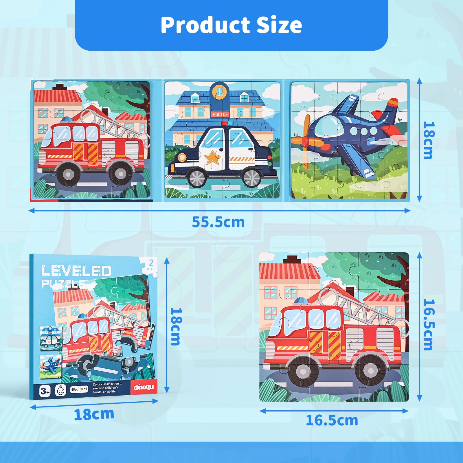 BBLIKE Puzzle Magnetici Bambini 2-5 Anni - Giochi Educativi Montessori per Bambini di 3 4 Anni, Giocattoli da Viaggio per Attività in Aereo e Auto, Regali Compleanno per Bambine (Trasporto)