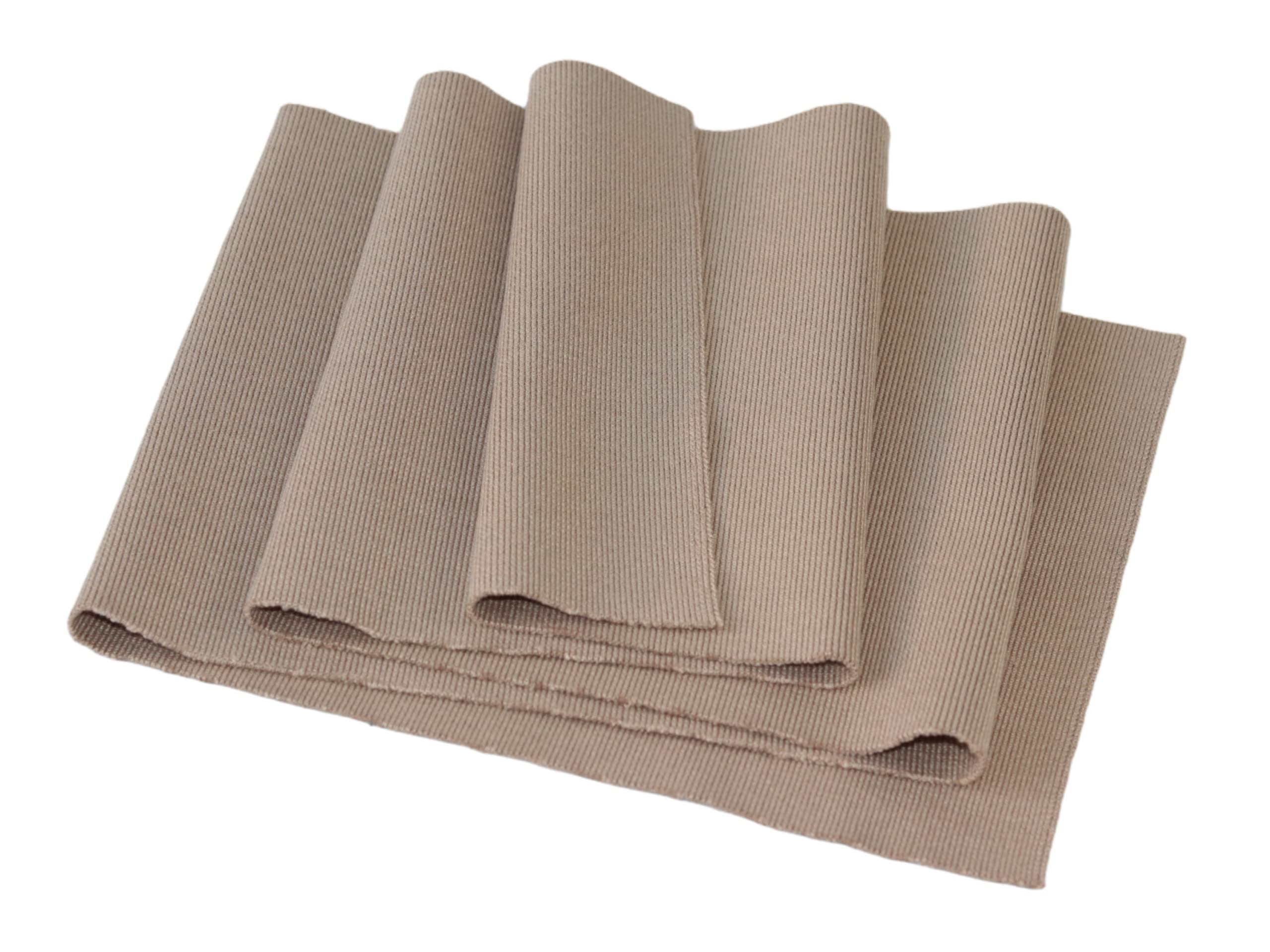 TinaKim Rib Knit Fabric for Neck,Waistbands Collar Cuffs Material (Strip of Light Khaki, 40x8in)