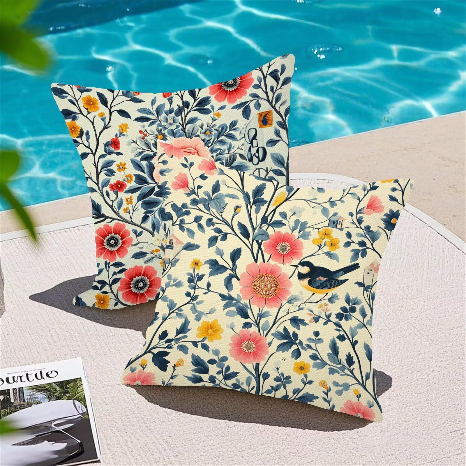 Juego de 4 Fundas Cojines Rural Flores (12) 75 x 75 cm Fundas Cojines, Decoración Moderna Cojin Exterior, para Sofá salón Coche Cama Sillas Decoración, Cuadrado Terciopelo Sofá Cojín Exterior m-482