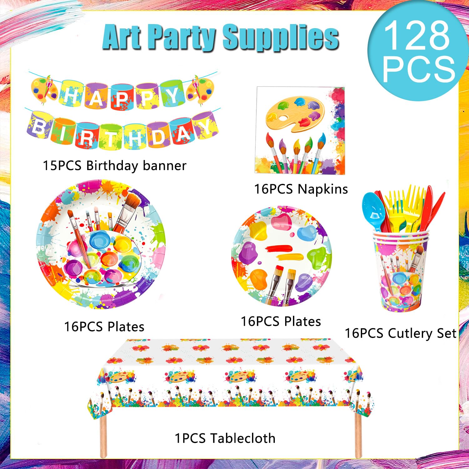 Set di forniture per feste di compleanno per chitarra, striscioni di buon compleanno, piatti, tovaglie, tazze, palloncini e cannucce, per strumenti musicali per baby shower