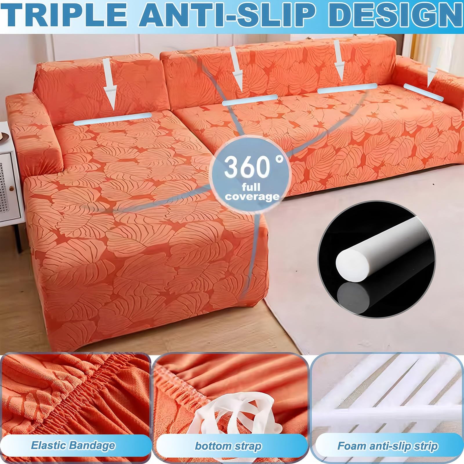 Sofabezug 2/1/3/4 Sitzer, Sofa Überzug L U Form Ecksofa Stretch Sofa/Couch Überzug, Universal Couchbezug, Sofa Cover Sofa Überwurf Sofaschoner(#I,235cm-300cm(1pcs))