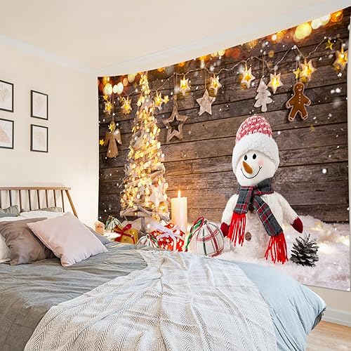 Miniatura 10 de LB Tapiz de Navidad para colgar en la pared, bola de Navidad y tapiz de Papá Noel para dormitorio, tapiz de copo de nieve de invierno para