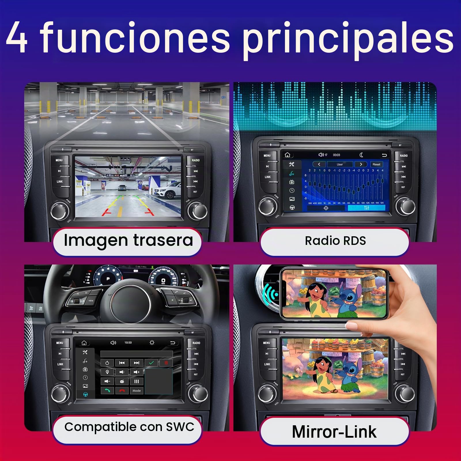 Radio de Coche para Audi A3 2003-2012, S3 2006-2012, RS3 2011-2012 Compatible con Carplay Android Auto, Pantalla táctil de 7 Pulgadas con Radio Bluetooth/FM/Am/USB/DPS/RDS-Energía Alta