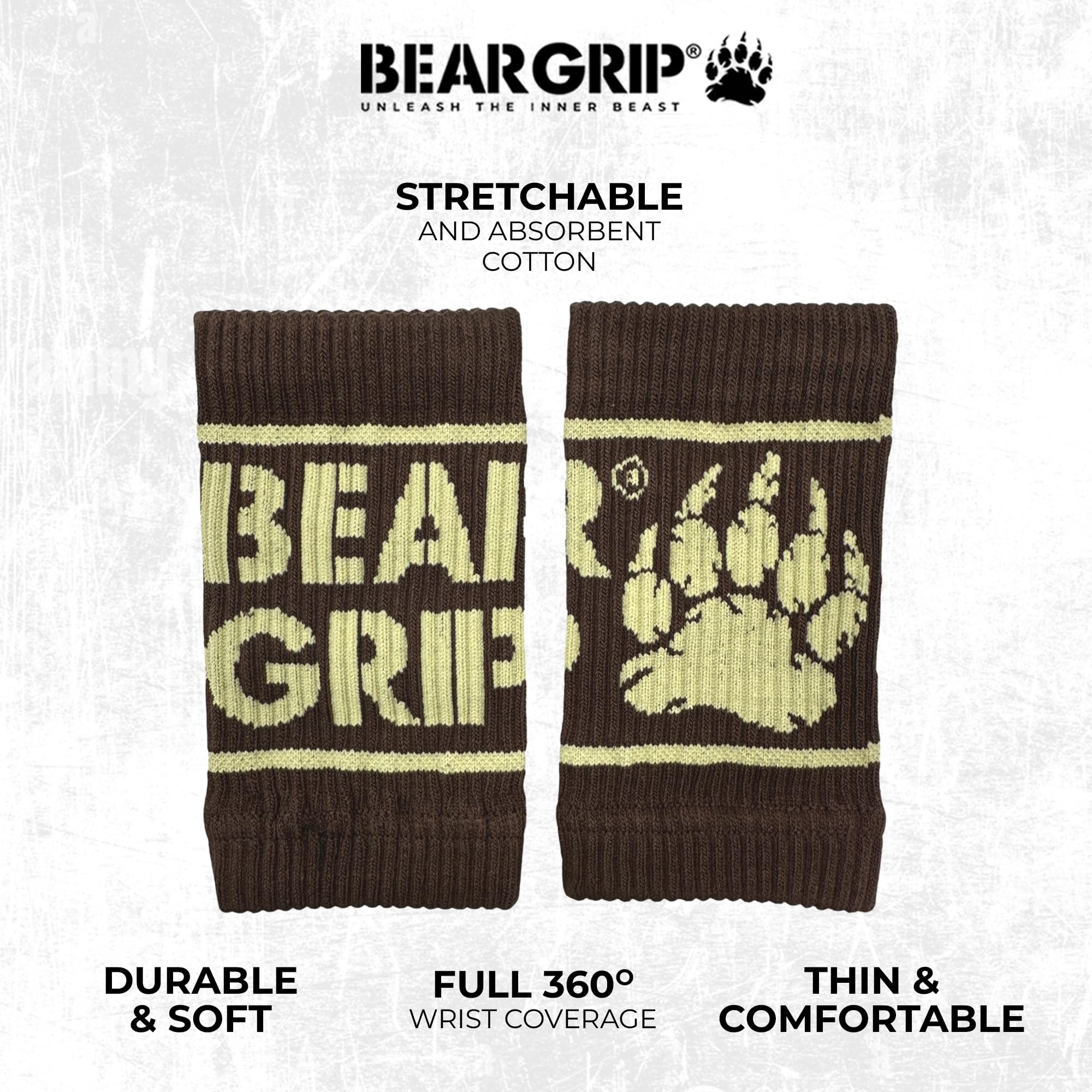 BEAR GRIP - Bracelets de sudation pour la protection du poignet - Crossfit, haltérophilie, tennis, exercices de remise en forme - En coton, nylon et élasthanne - Pour homme et femme