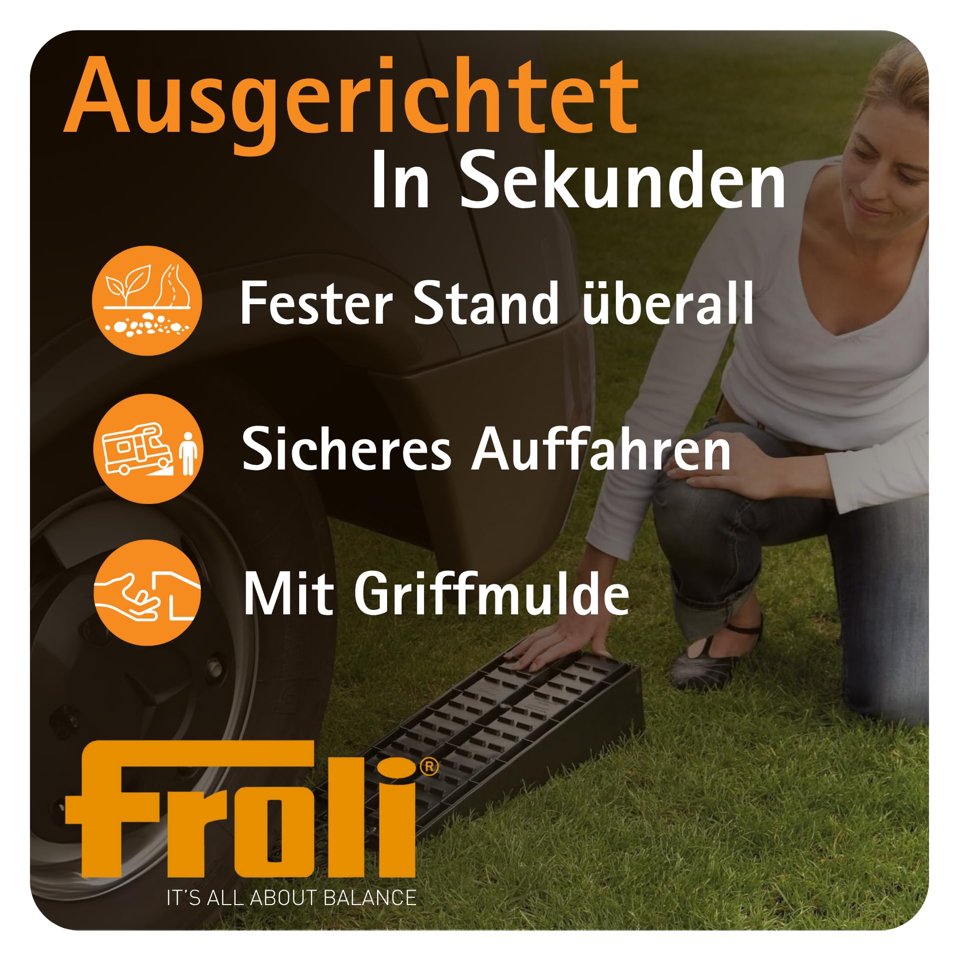 Froli Maxi-Keil 2er Set Auffahrkeile 5 t pro Keil 20 t ges. rutschfeste Profiloberfläche Made in Germany