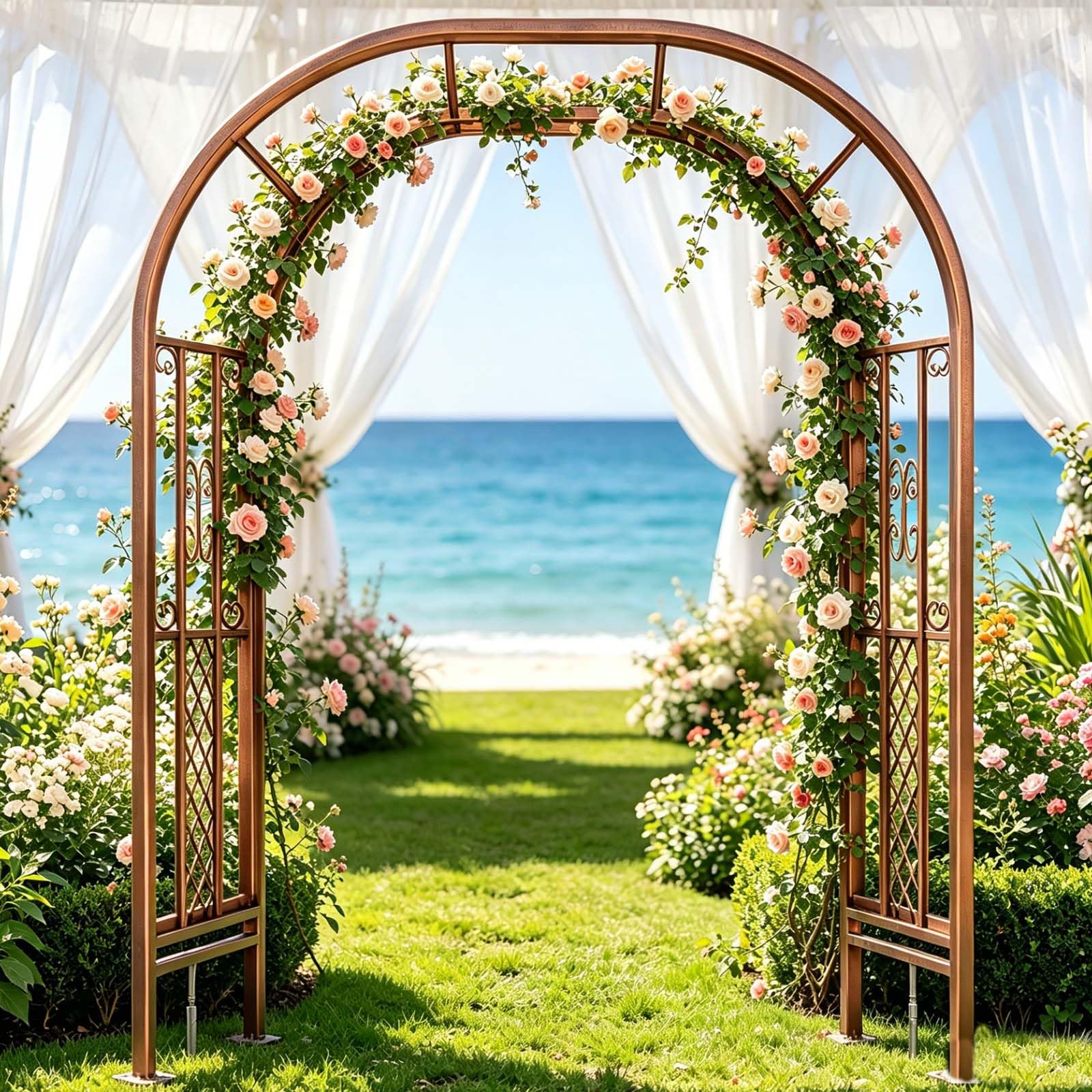 Garden Arch, Outdoor Garden Archway For Climbing Plants, Climber Weatherproof,Weather Resistant, Heavy Duty Metal,For Outdoor, Backyard, Lawn, Patio, Courtyard, Wedding Decorations