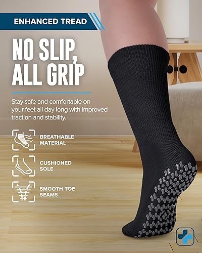 Miniatura 7 de Calcetines para diabéticos para mujeres y hombres  4 pares de calcetines no vinculantes para mujer  Calcetines antideslizantes para hombre