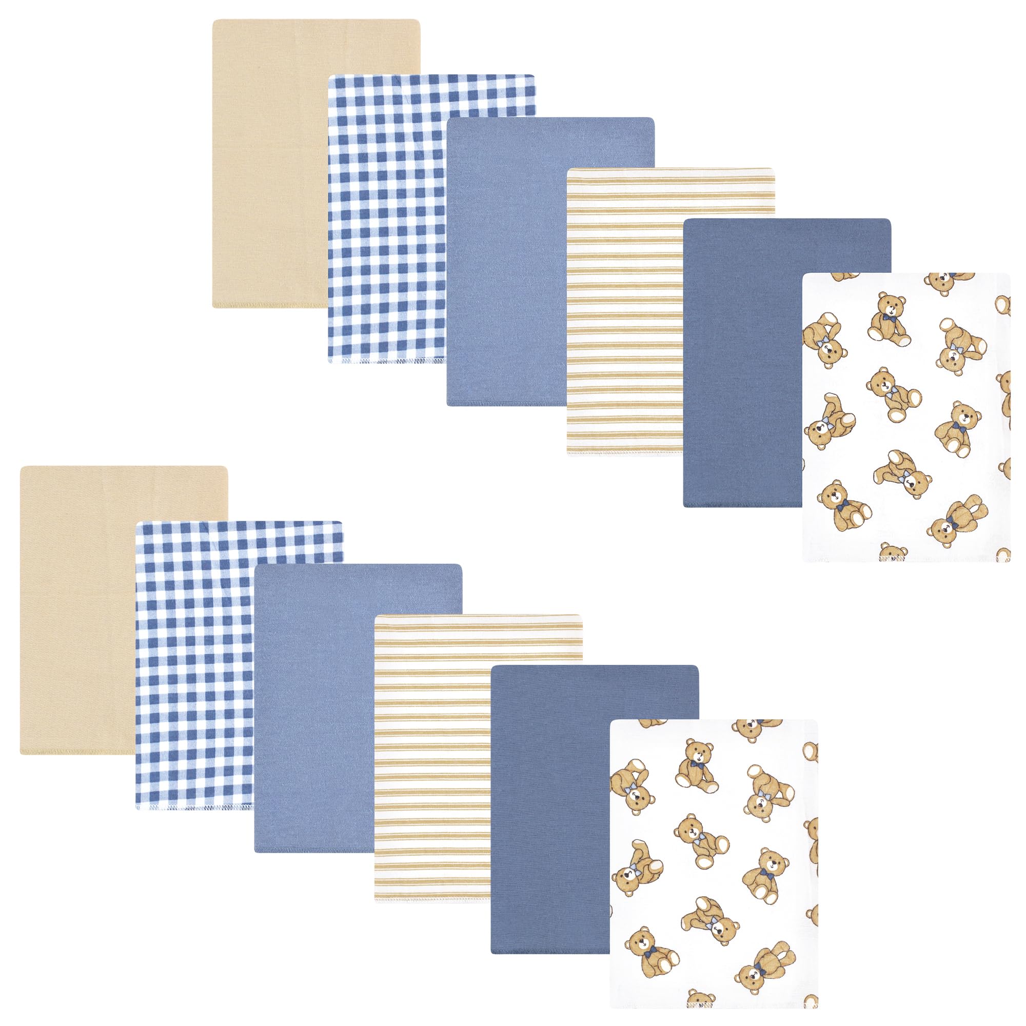 Hudson Baby Unisex Baby Flannel Burp Cloth 12pk, Gentleman Bear, One Size