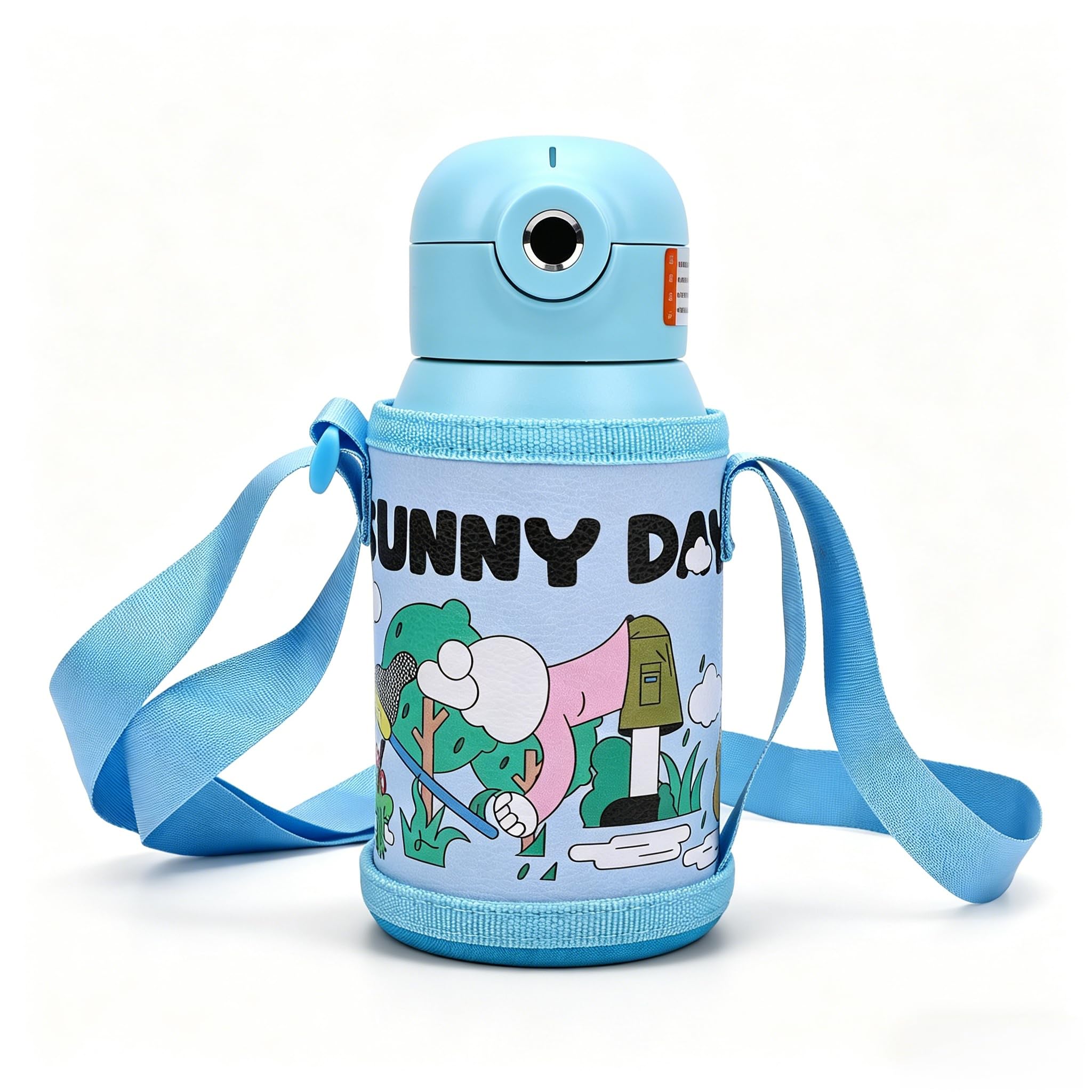 LICAEVEY Borraccia Isolata per Bambini per Studenti Sport All'Aria Aperta, Design in Acciaio Inossidabile con Impronte Digitali da 500 Ml Sblocca Design Cartoon con Mantenimento della