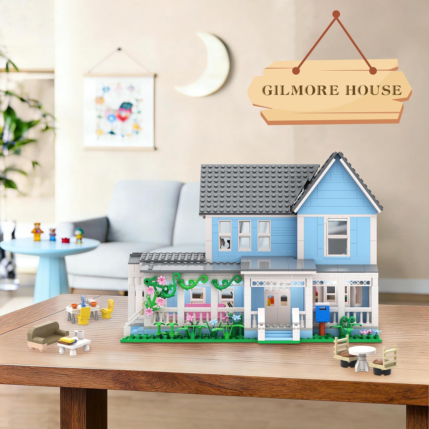 Gilmore House in Stars Hollow Building Set, Lorelai Sitcom TV Block Toys for Fans Girls Adults, Collectible Model Compatible with Lego, Gifts for Birthday Christmas (1107PCS)