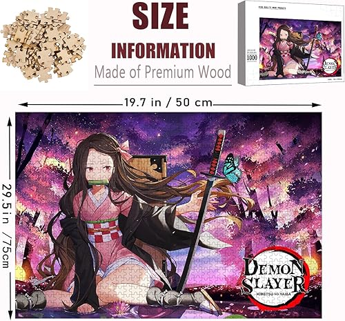 Miniatura 2 de De-mon-Sla-yer - Rompecabezas de madera, rompecabezas de 1000 piezas, mercancía de anime, rompecabezas de burlas cerebrales adecuado para adultos,