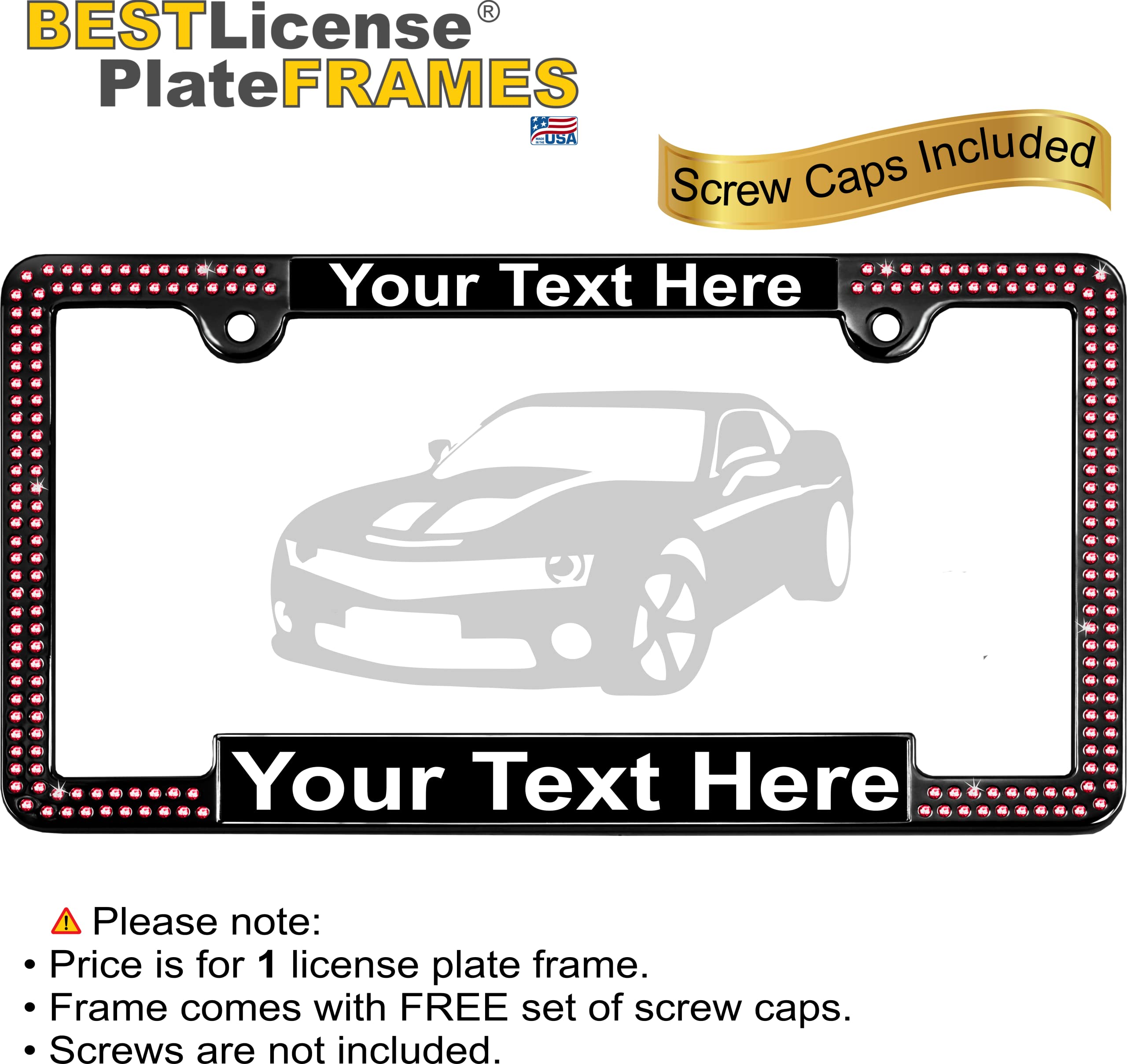 Crystals - Custom Personalized Black Metal Car License Plate Frame with Pink Cr - Picture 6 of 132
