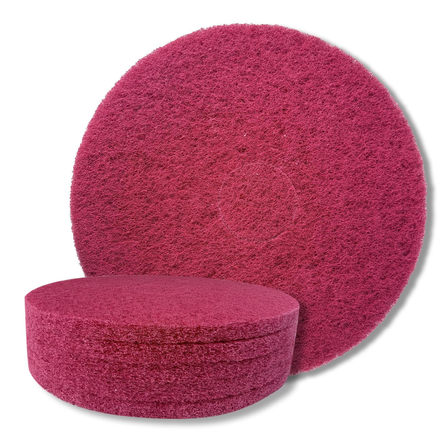 5 almohadillas para suelo de 406 mm, 25 mm de grosor, color rojo – para máquina de fregado Nadelfix, máquina de limpieza de suelos