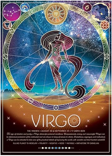 Miniatura 2 de Cobble Hill - Rompecabezas del zodiaco de 500 piezas, Virgo, póster de muestra incluido