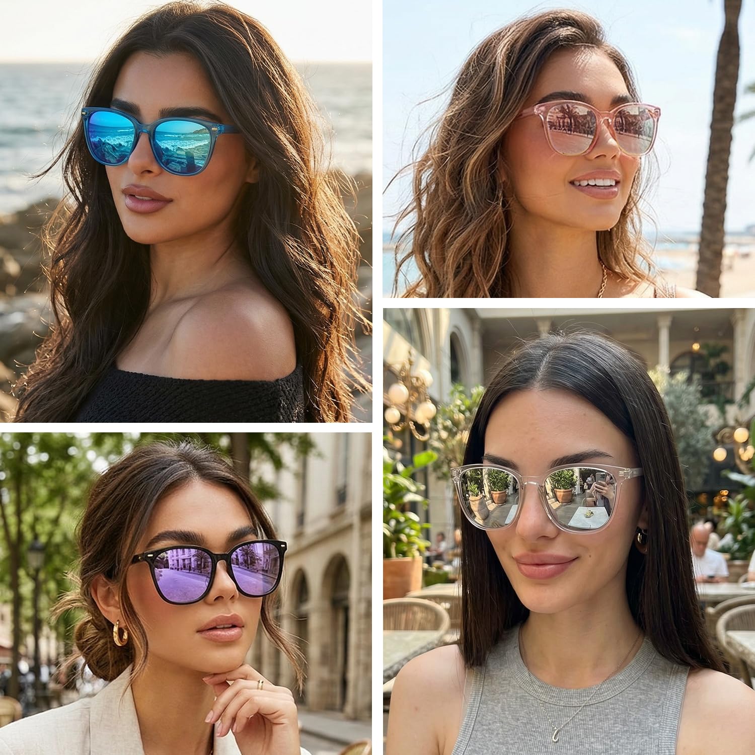 Myiaur Lunettes de Soleil Polarisées Femme,Protection UV400 pour Conduite | Anti Glare Lens, Carrée, for Daily Wear & Driving