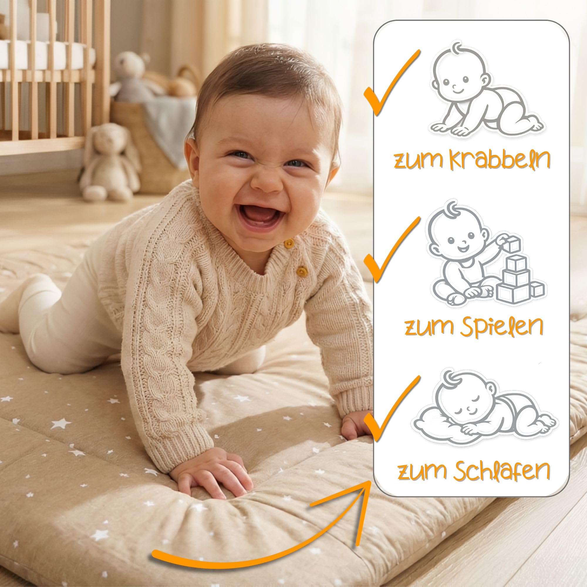 Tappeto gioco bambini per gattonare - tappeti stanza per gattonamento bimbi tappetino neonato cameretta bambina e bambino 100 cm certificazione Oeko-Tex Africa