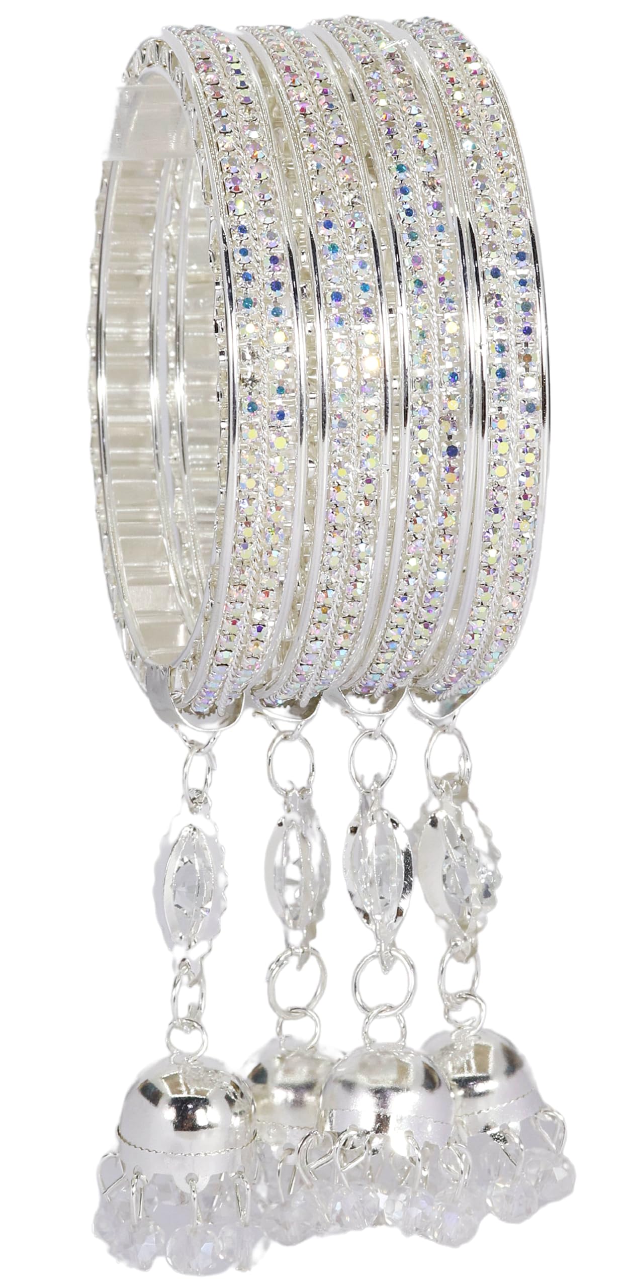 LAVAZZA Latest Diamond Metal Bangles For Women & Girls with Pearls Latkan | Metal Latkan Bangles | Zircon Bangles | Jhumka Latkan | Chudi Set | Bridal Chuda Set Latkan-(LV_RKM6-Silver-2.8) (B0D4QY14YP) Amazon Price History, Amazon Price Tracker