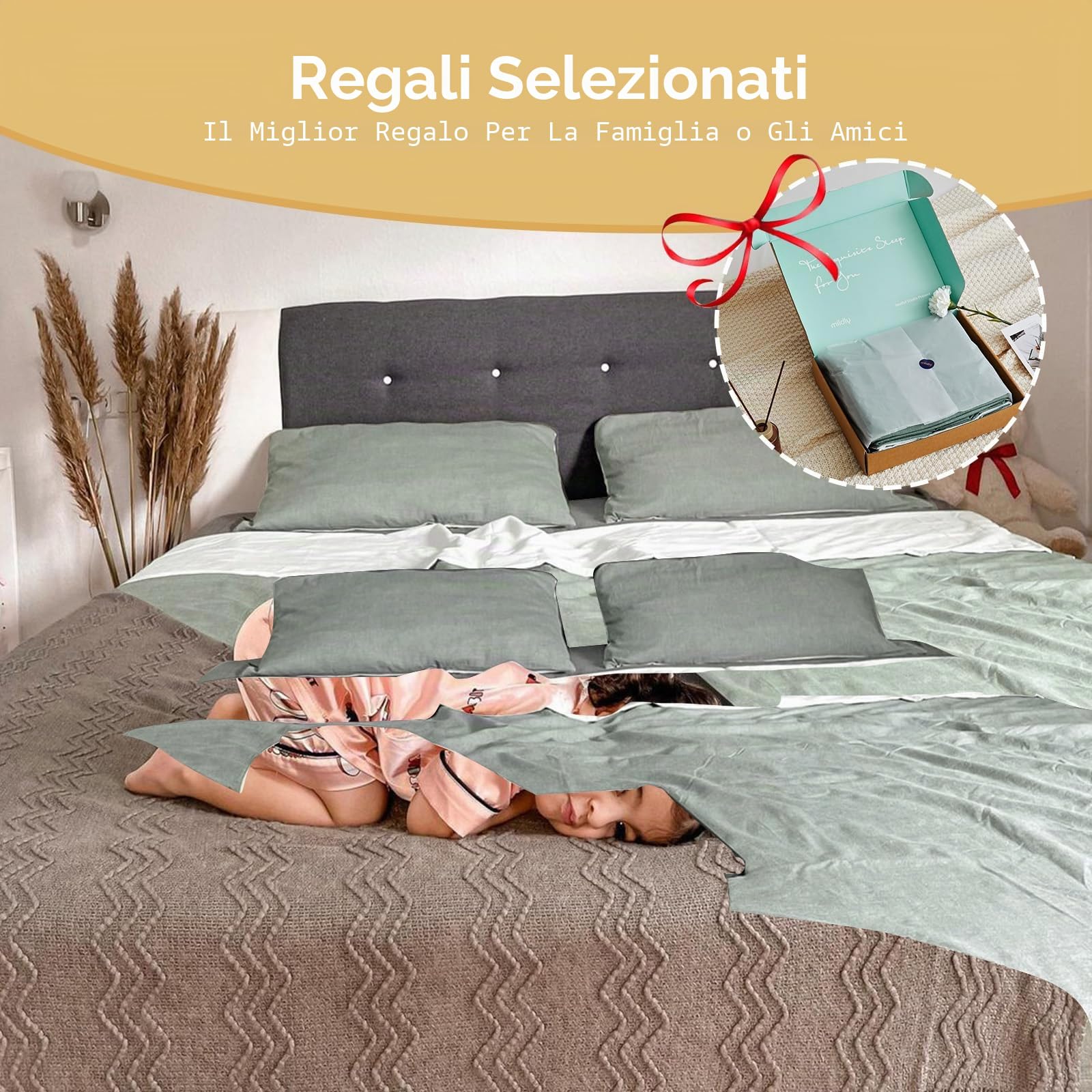 MILDLY Copripiumino 220 x 240 cm, 100% cotone lavato, certificato Oeko-TEX, set copripiumino giallo con chiusura lampo, biancheria da letto matrimoniale 220 x 240 cm, adulto con 2 federe 65 x 65 cm