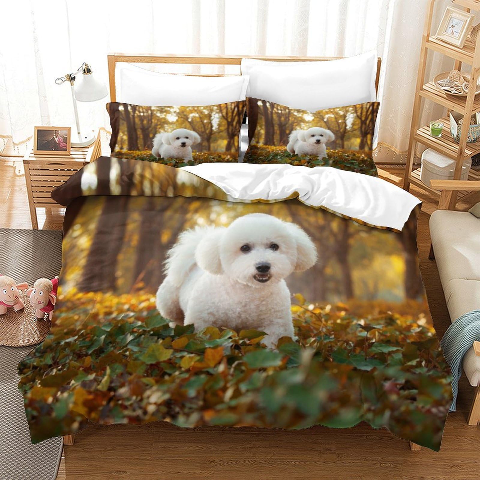 Parure de lit motif dogs 220x240cm housse de couette Teddy pour chambre parentale