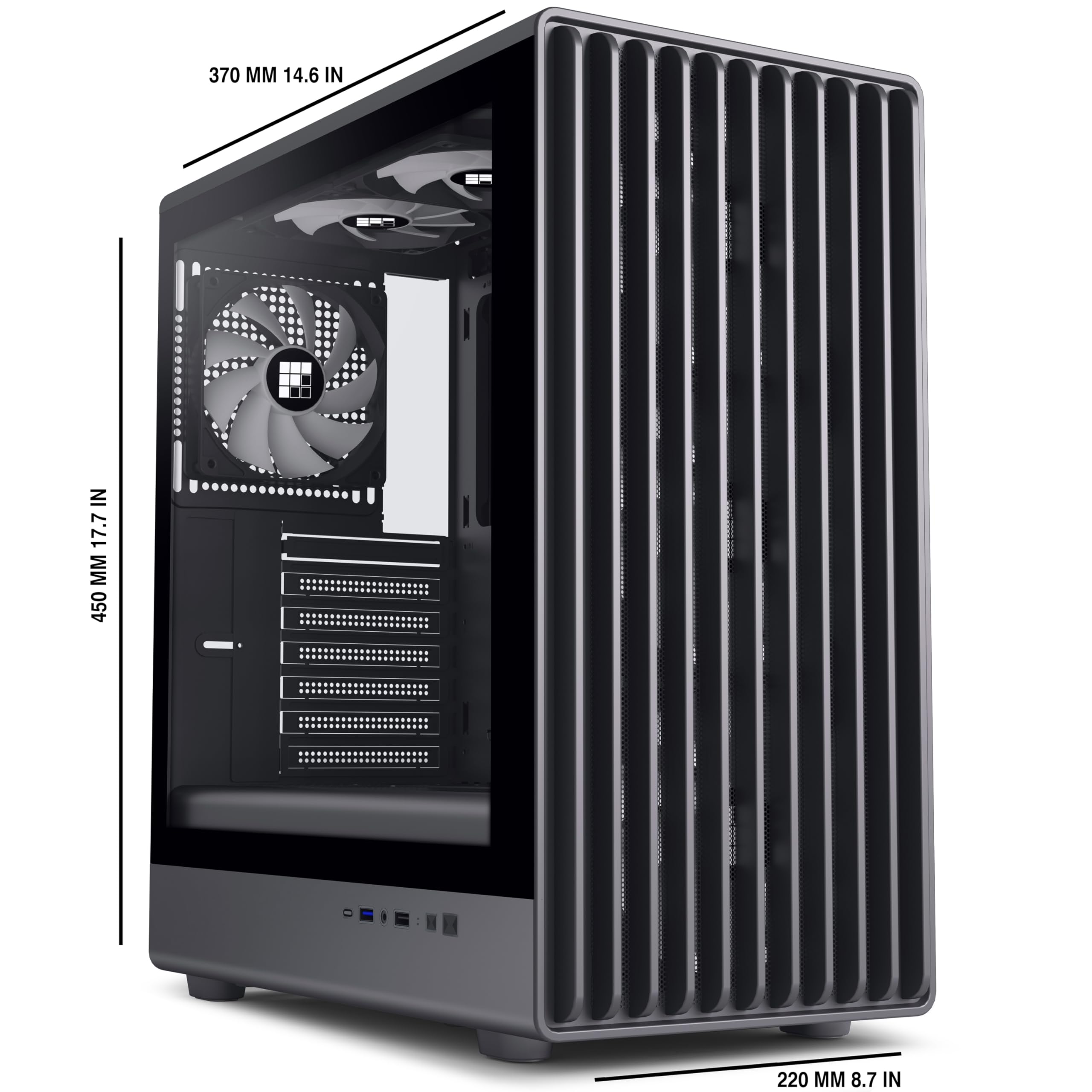 FOIFKIN K6 Case PC ATX con 6 Ventole PWM ARGB-(3 x 140 mm e 3 x 120 mm), Case PC Mid-Tower in Mesh, Alto flusso d'aria, Supporto RAD 240 mm, Case ATX Nero, Case PC Gaming, Type-C (Nero, K6)
