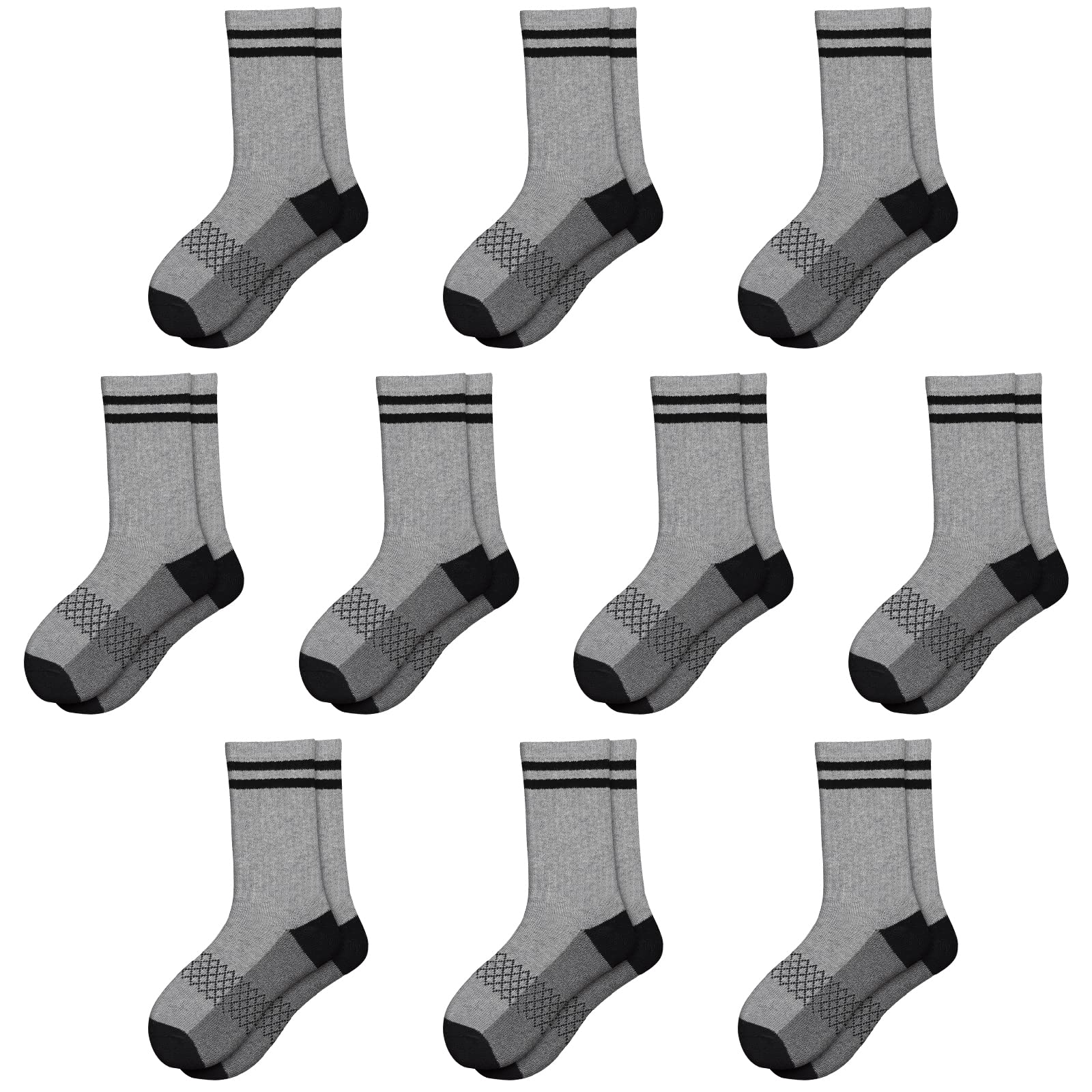 Comfoex 10 pares de calcetines deportivos para niños de 4-6, 6-8, 8-10 años, calcetines largos de pantorrilla para niños, calcetines de algodón medio acolchados