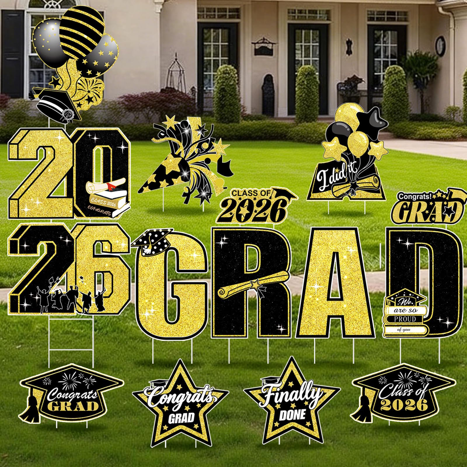 Photo 1 of GXGGUS 15-Piece Graduation Yard Signs Class of 2026