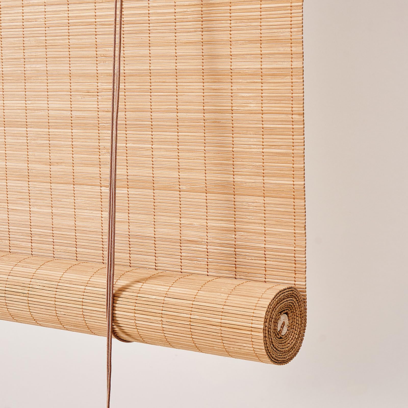 Bambusrollo Retro Bambus Rollo Raffrollo Sonnenschutz Sichtschutz Seitenzugrollo Lichtfilter Belüftung Jalousie,für Fenster Tür,Anpassbar,Breite×Höhe (125cm x 120cm,Carbonized)