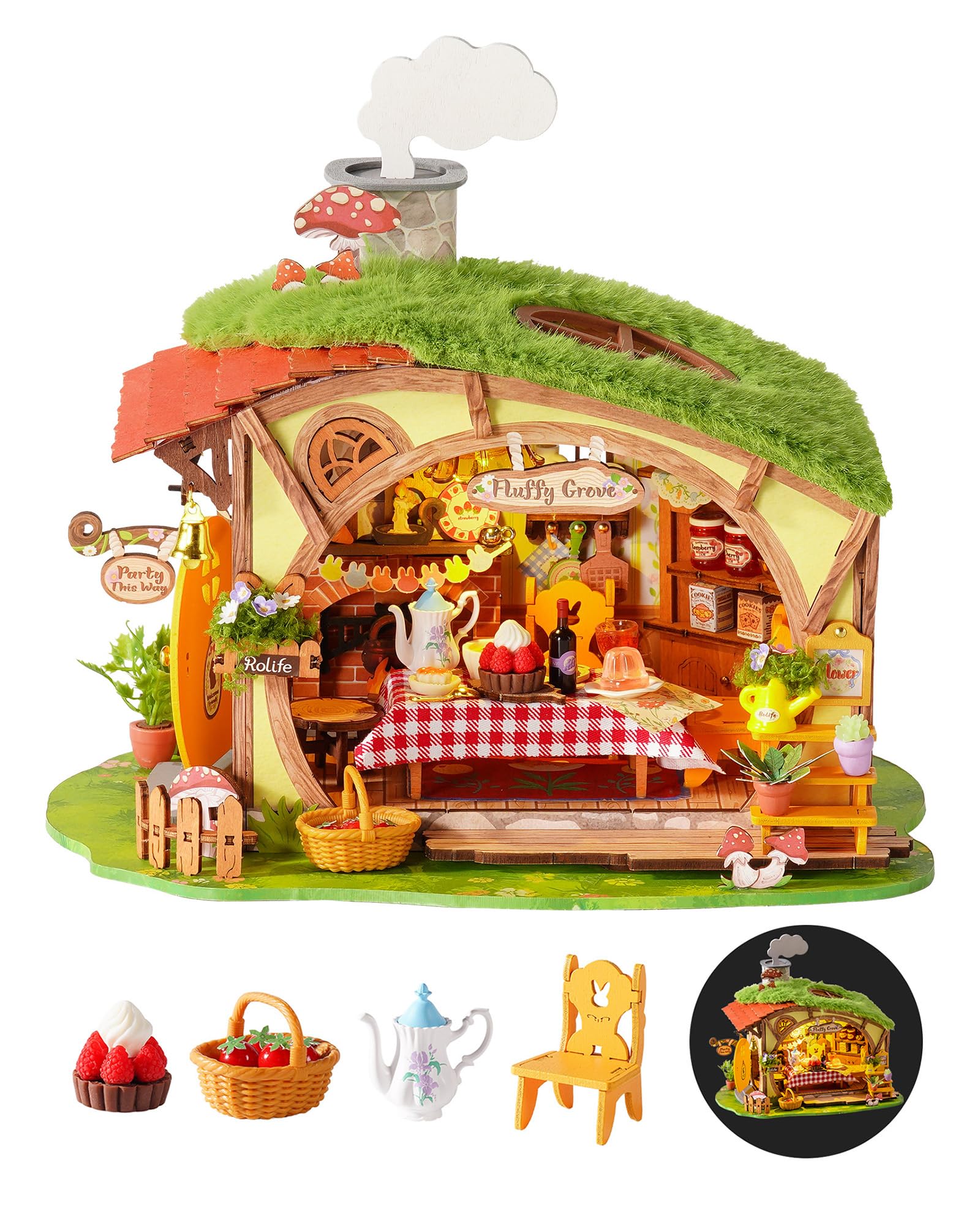 Rolife Casa delle Bambole per Adulti Boschetto Soffice Casa in Miniatura in Legno Kit Modellino Antistress Decorazione Domestica Regali Creativi per Natale