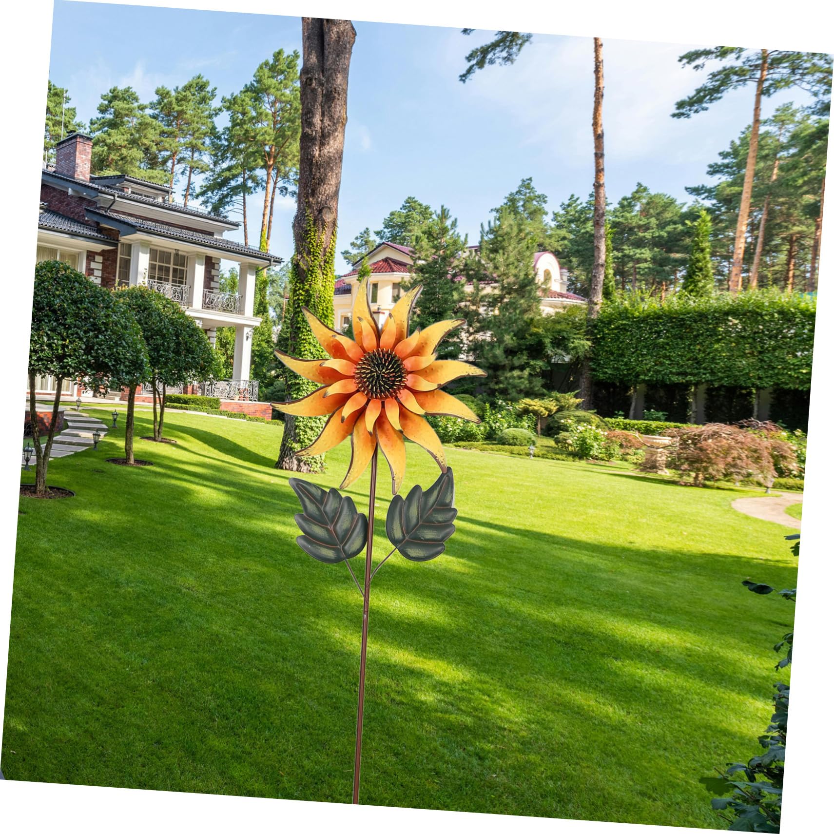 YARNOW Moulin à Vent Tournesol pour Jardin Girouette Extérieur Métal Décorative pour Parc