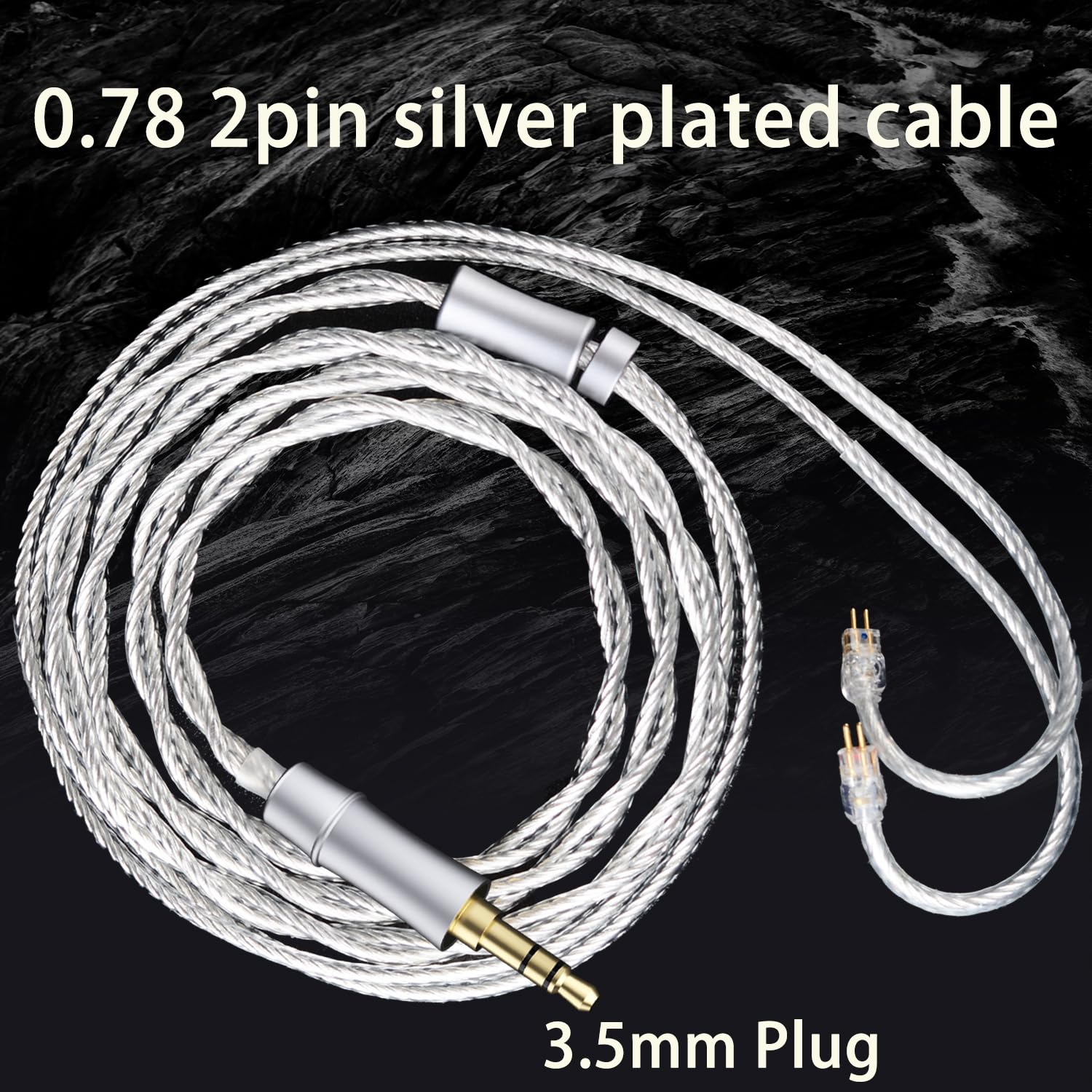 Cable de actualización de audio para auriculares HiFi, 8N, chapado en plata, 1,3 m, cable IEM para audiófilo, músico, baterista, enchufe de 3,5 mm (0,78 mm, 2 pines, 1,3 m)