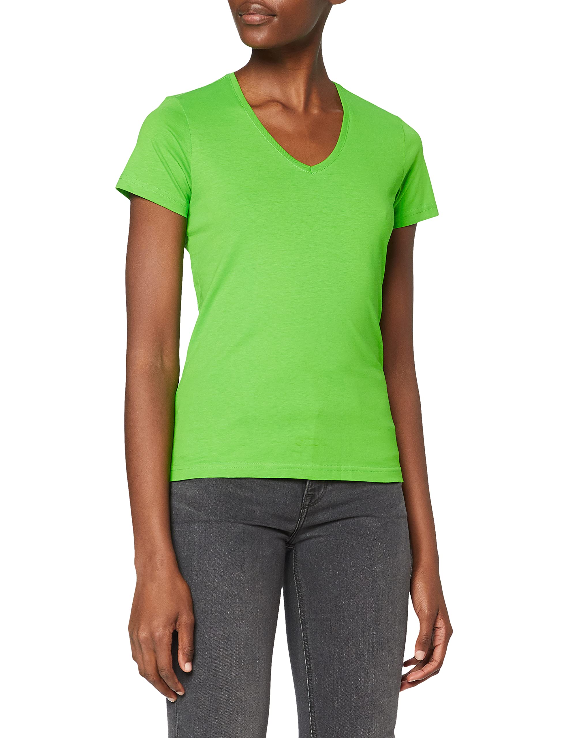 Stedman Apparel Women's Classic-T V-Neck/ST2700 Regular Fit Short Sleeve T-Shirt, Kiwi Green, Size 10 (Manufacturer Size:Small)