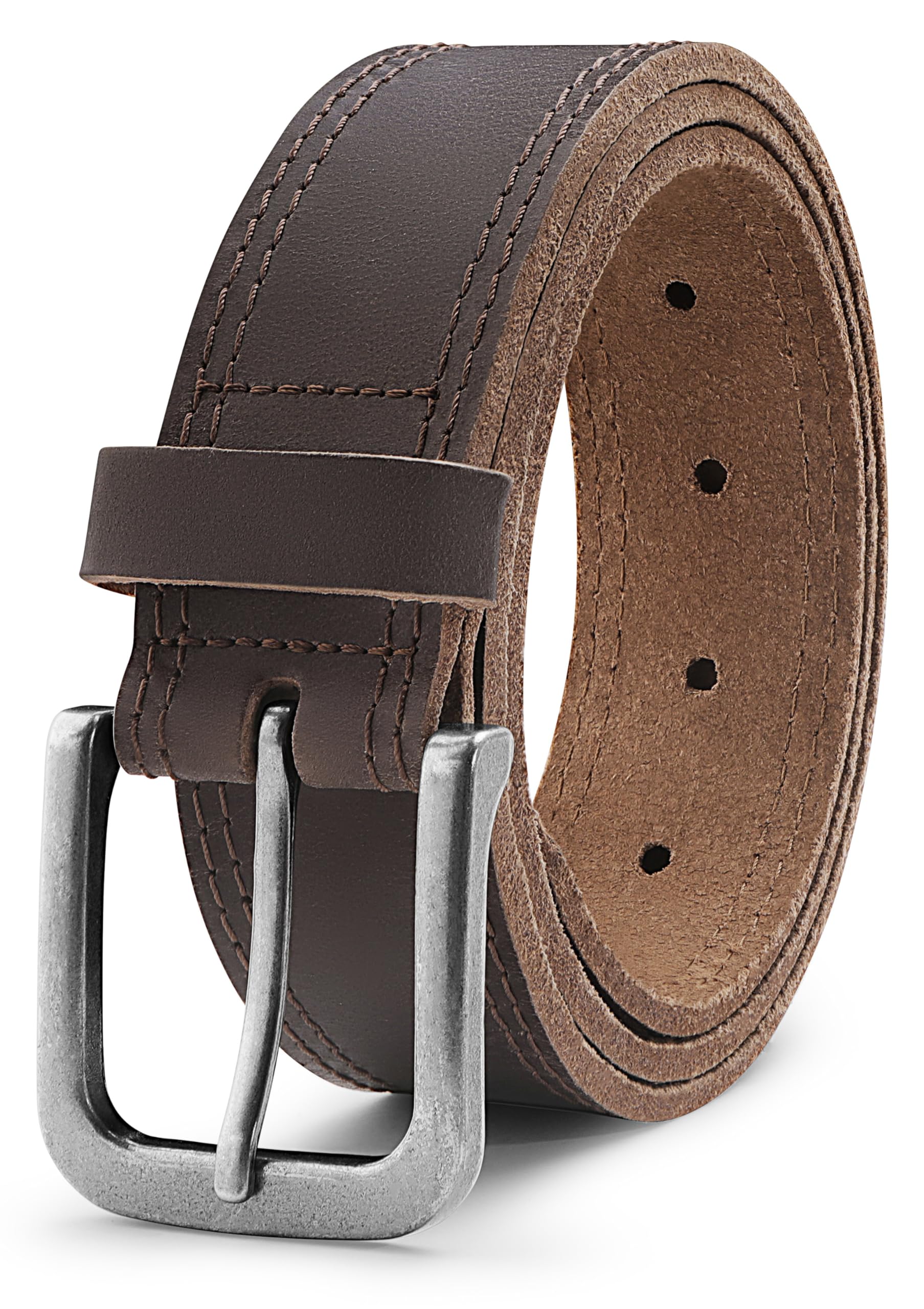 MILORDE Men's Jean Leather Belt, 35mm 100% Genuine Leather, Handmade, Classic Designs for Work and Casual
