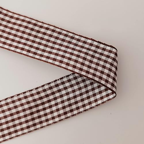 Miniatura 7 de Rollo de cinta a cuadros a cuadros marrón de 25 yardas cada rollo, 100% poliéster (1 pulgada, marrón)