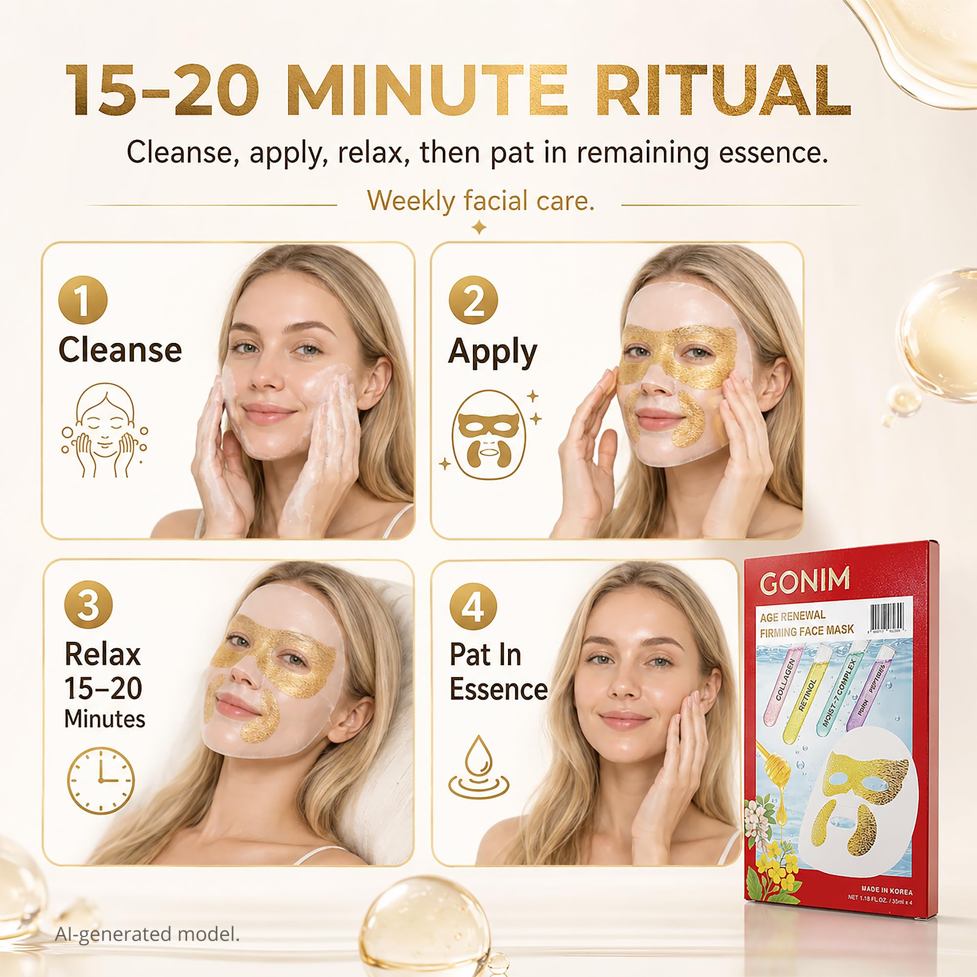 GONIM Korean Collagen Face Mask with PDRN, Retinol & Hyaluronic Acid